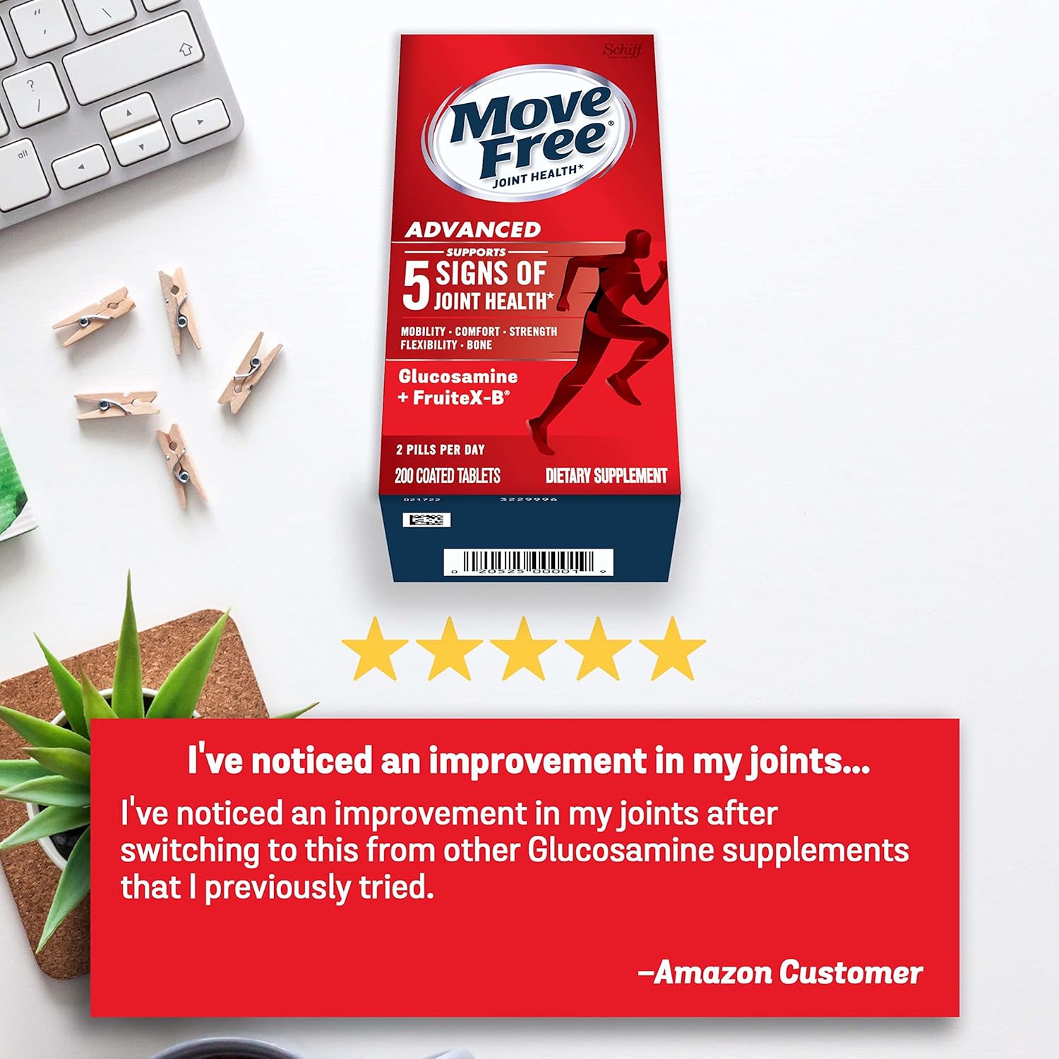 Joint Support Supplement with Glucosamine, Chondroitin, Calcium Fructoborate - 200 Tablets for Mobility, Comfort, Strength, Flexibility & Bone Health