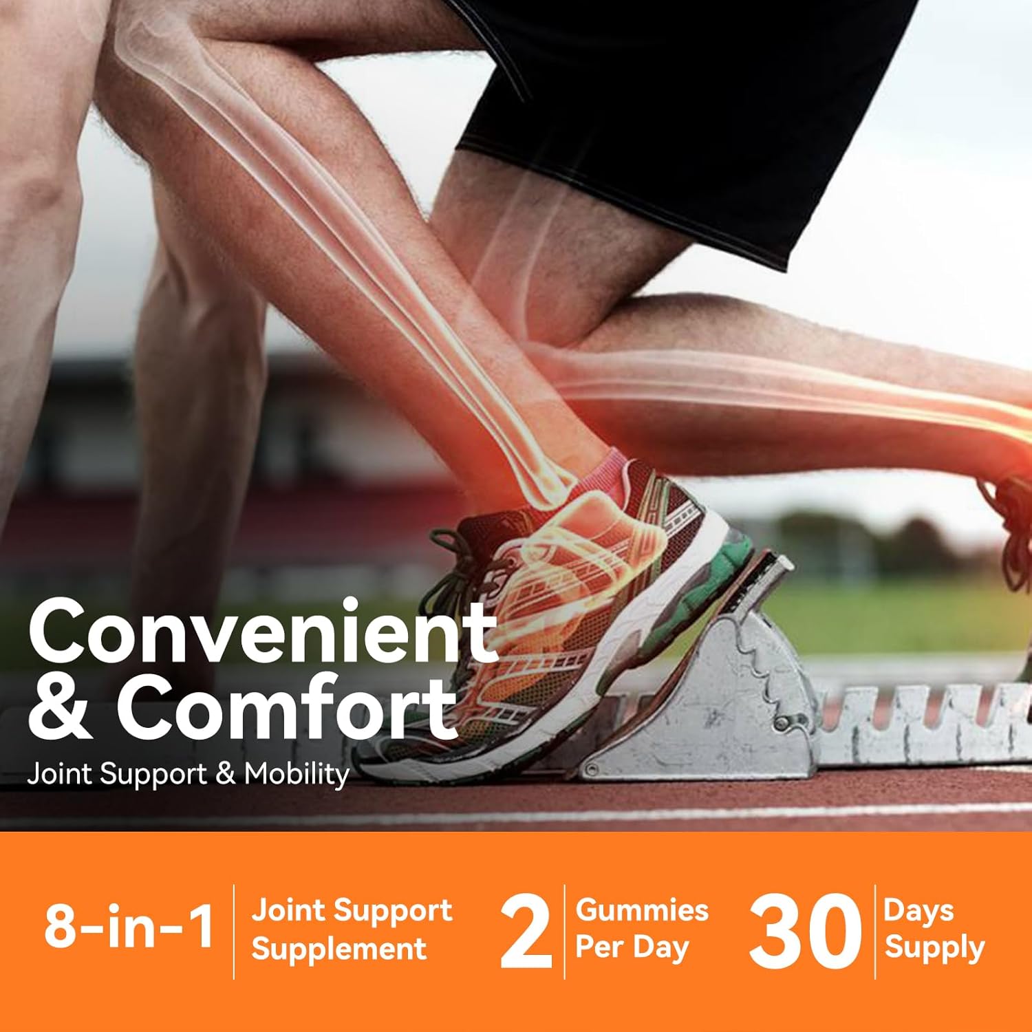 Joint Support Supplement with Glucosamine, Chondroitin, MSM, Turmeric, Vitamin D3, Hyaluronic Acid - Antioxidant & Immune Support Gummies for Adults - 60 Vegan Gummies