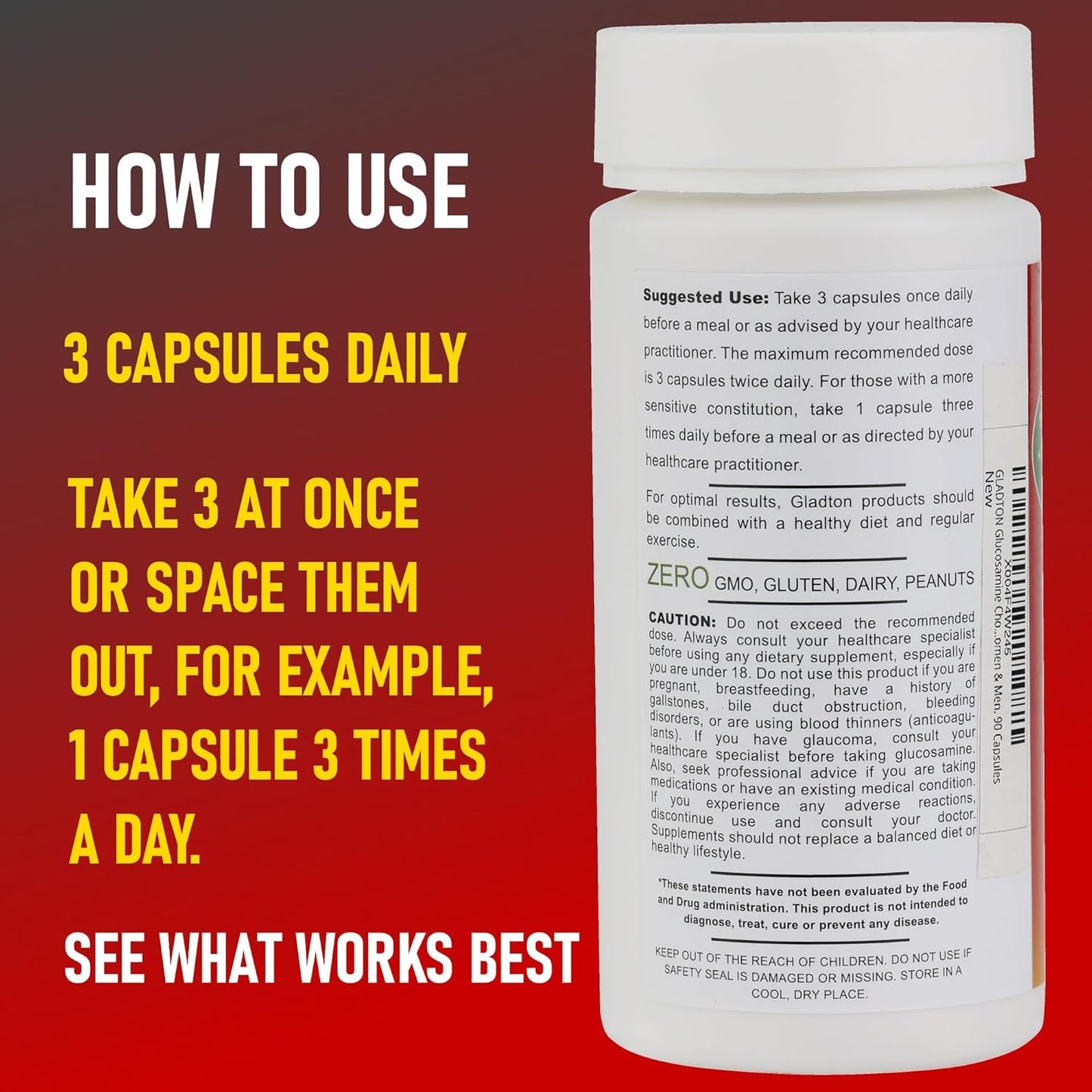 Joint Support Supplement with Glucosamine, Chondroitin, MSM, Curcumin, Turmeric, and Boswellia - 90 Capsules for Bone, Back, Knee, and Hand Flexibility & Mobility - Joint Health for Women & Men