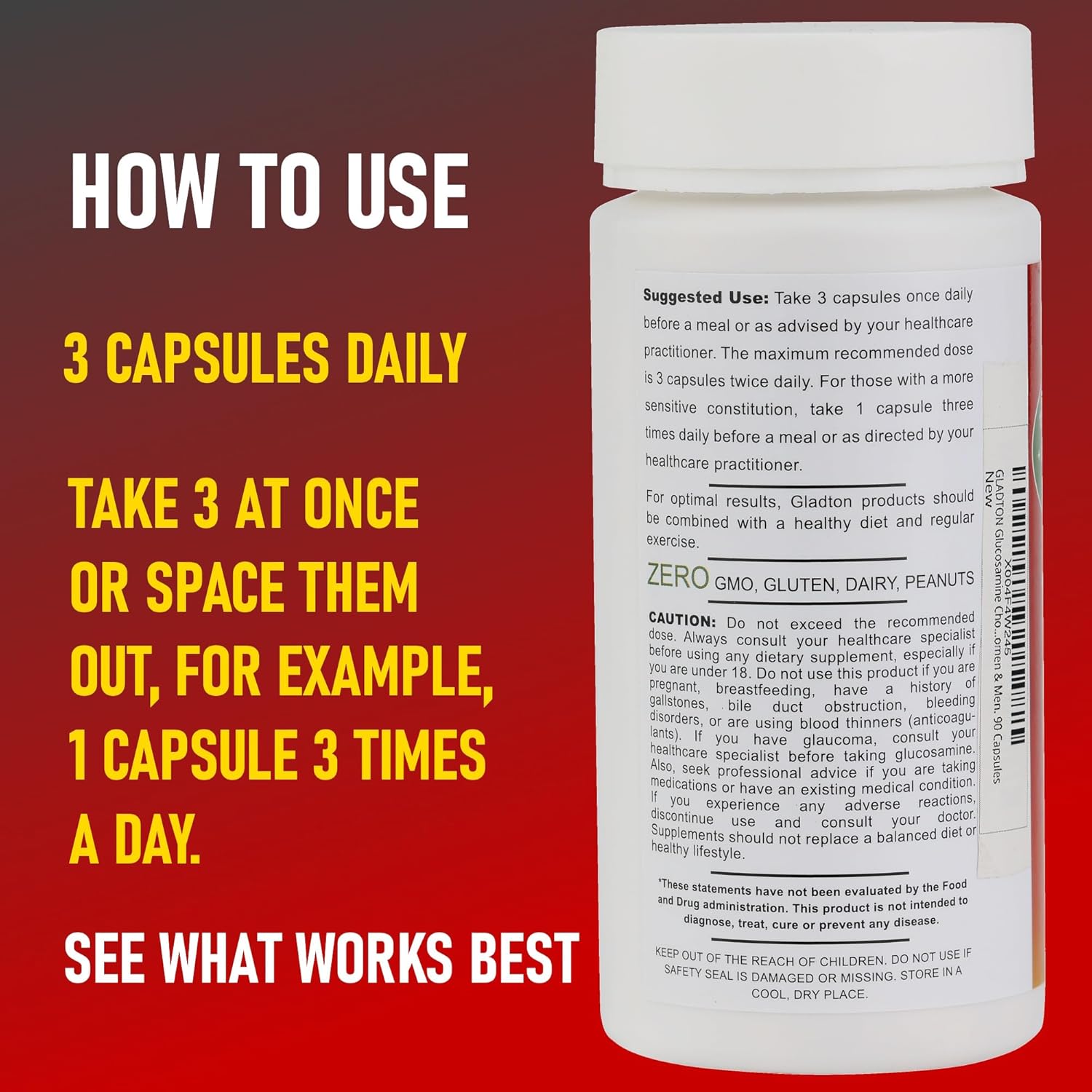 Joint Support Supplement with Glucosamine, Chondroitin, MSM, Curcumin, Turmeric, and Boswellia - 90 Capsules for Bone, Back, Knee, and Hand Flexibility & Mobility - Joint Health for Women & Men