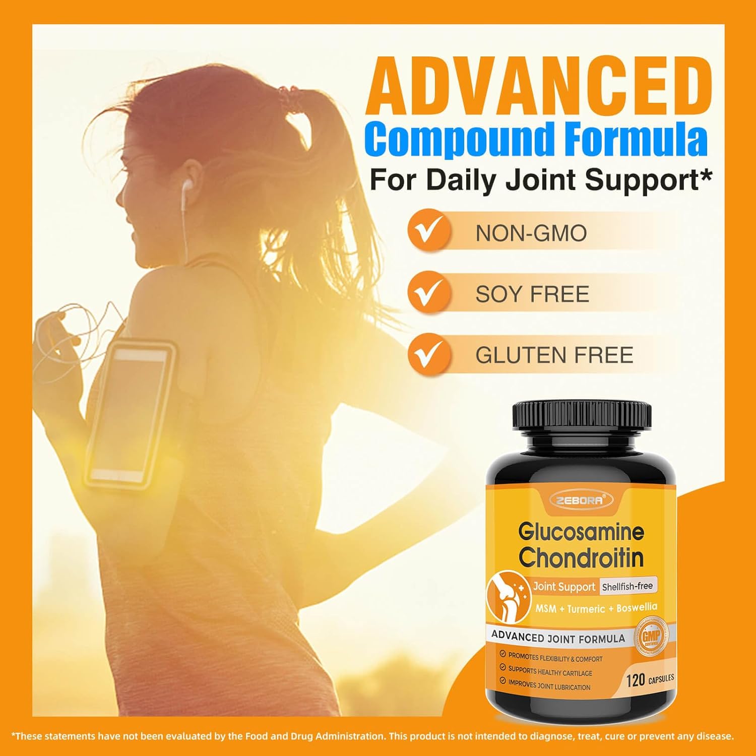 Joint Support Supplement with Glucosamine, Chondroitin, MSM, Turmeric & Boswellia - 120 Capsules for Joint Health & Relief