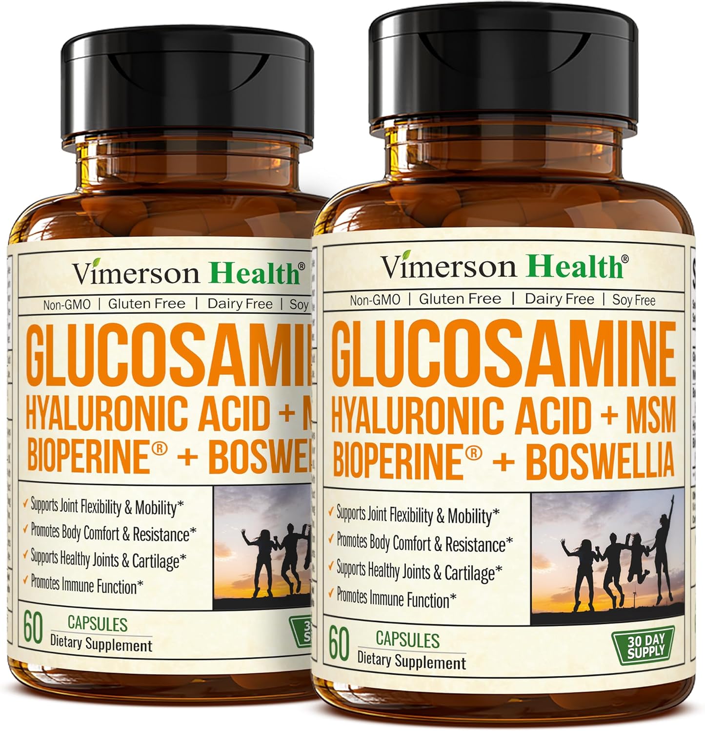 Joint Support Supplement with Glucosamine, Hyaluronic Acid, MSM & Boswellia - Antioxidant & Inflammatory Support for Joint Health. 2 Pack.