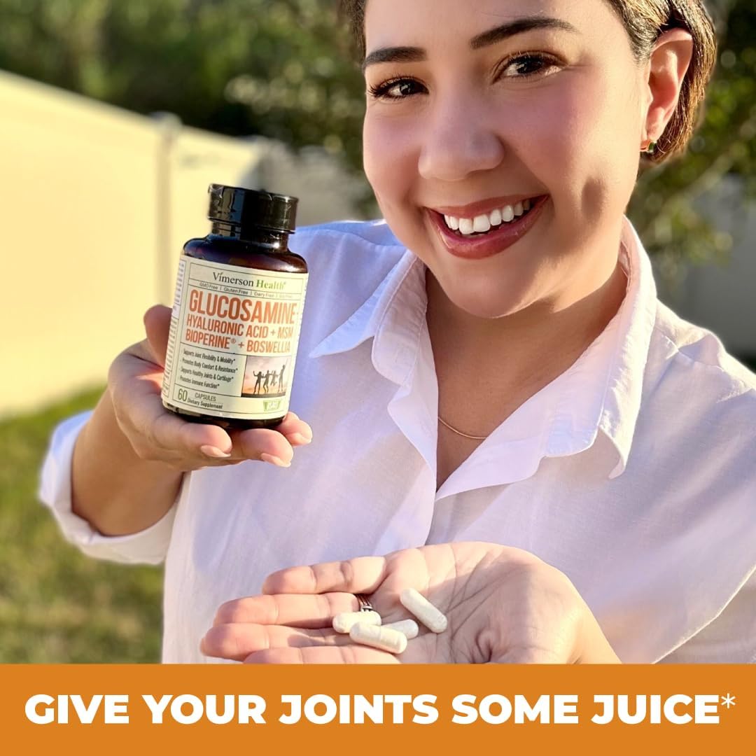 Joint Support Supplement with Glucosamine, Hyaluronic Acid, MSM & Boswellia - Antioxidant & Inflammatory Support for Joint Health. 2 Pack.