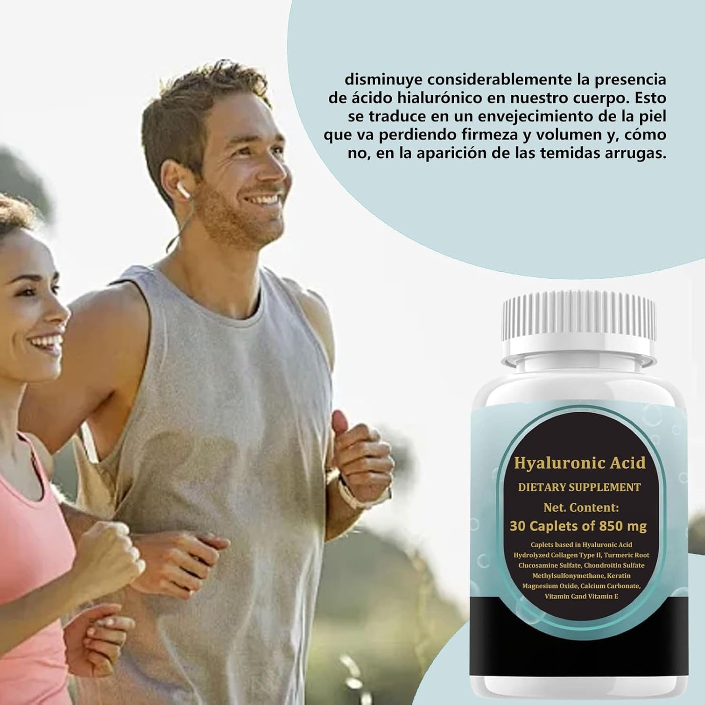 Joint Support Supplement with Hyaluronic Acid, Collagen, Turmeric, Glucosamine, MSM & Vitamin C - 60 Caplets for Healthy Joints in Men and Women