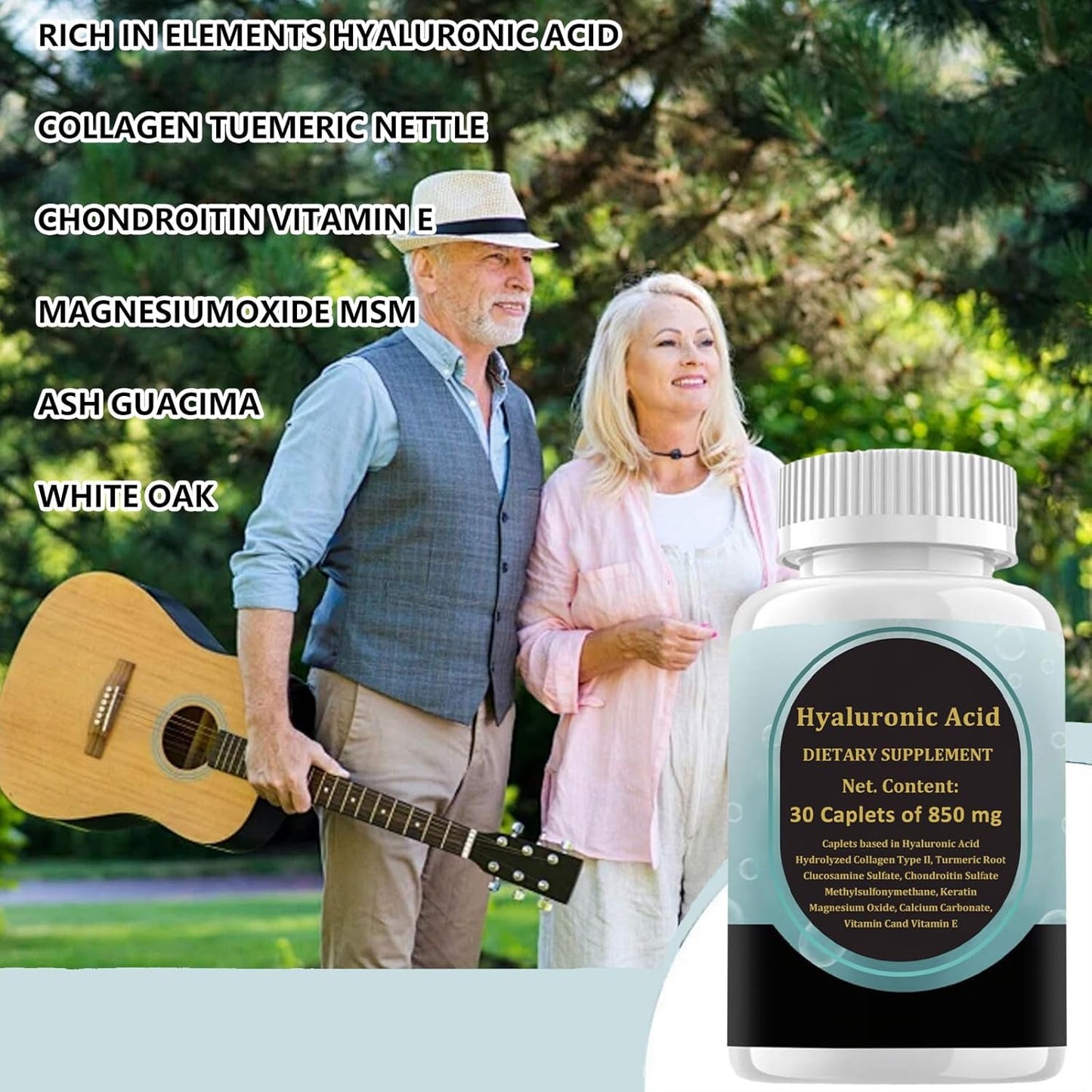 Joint Support Supplement with Hyaluronic Acid, Collagen, Turmeric, Glucosamine, MSM & Vitamin C - 60 Caplets for Healthy Joints in Men and Women