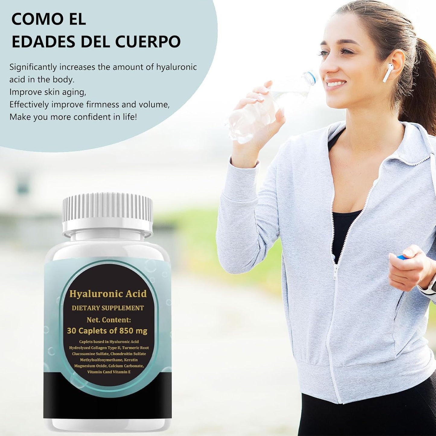 Joint Support Supplement with Hyaluronic Acid, Collagen, Turmeric, Glucosamine, MSM & Vitamin C - 60 Caplets for Healthy Joints in Men and Women