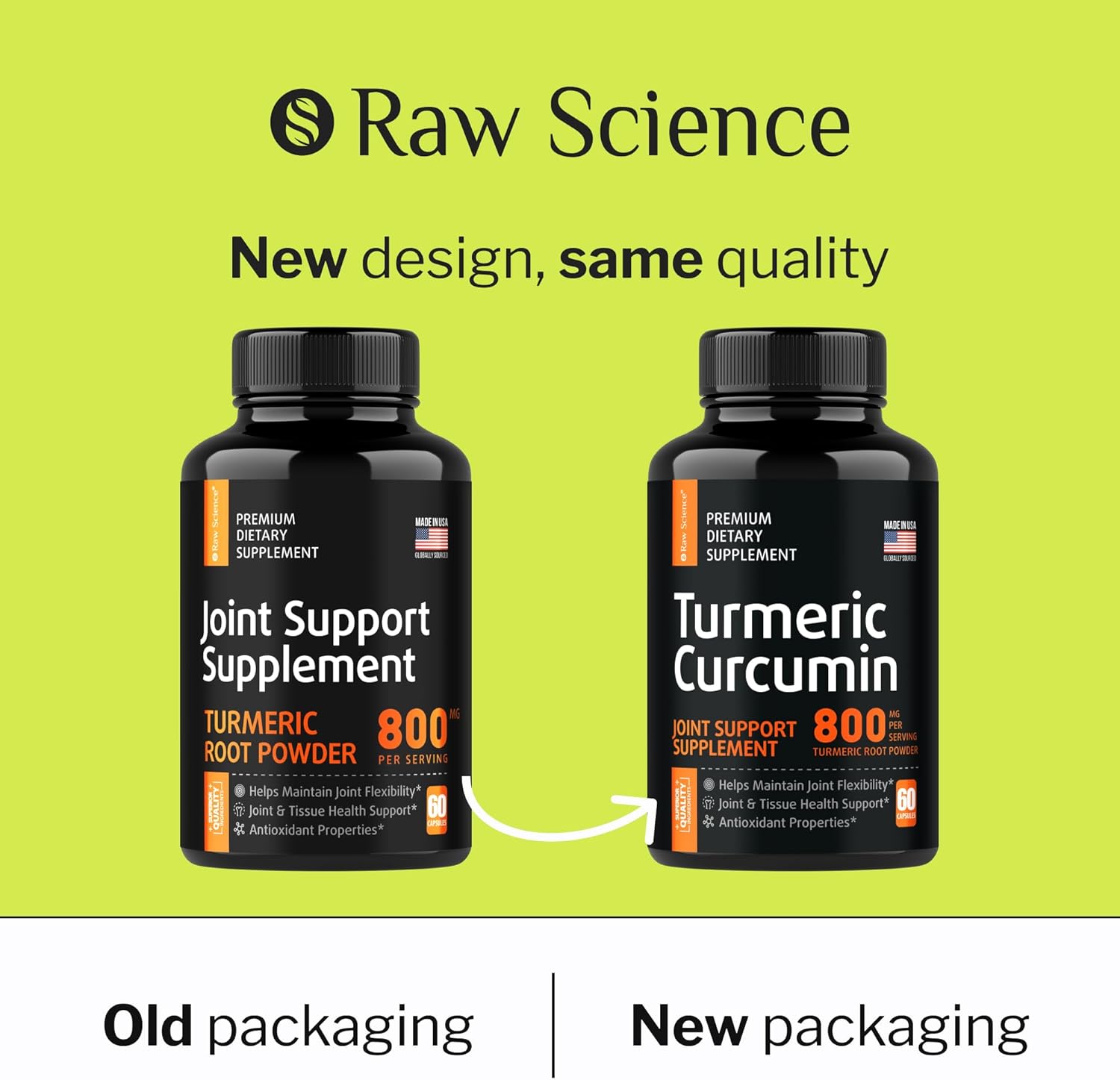 Joint Support Supplement with Turmeric, Glucosamine, Chondroitin, MSM, and Ginger - Herbal Supplements for Inflammatory Response and Knee Support - 60 Capsules for Men & Women