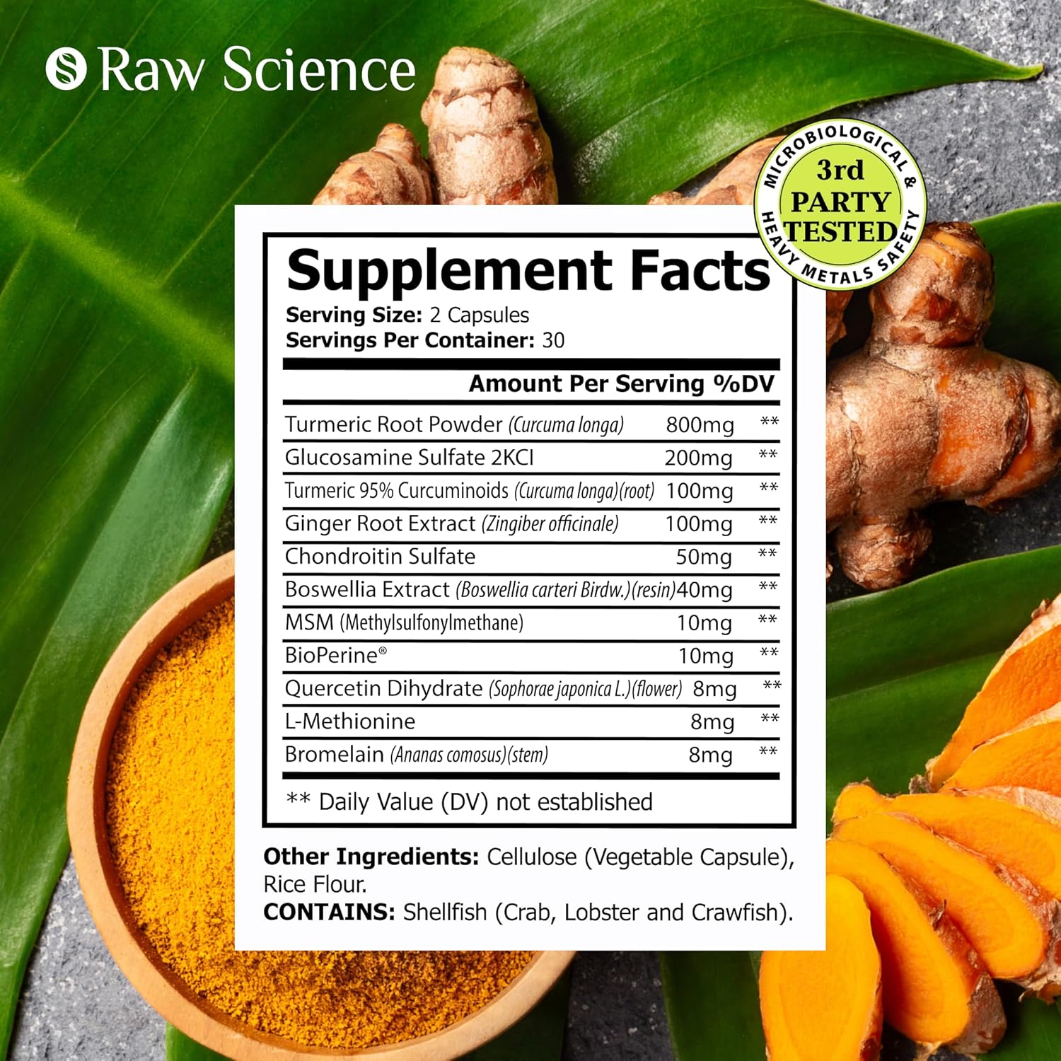 Joint Support Supplement with Turmeric, Glucosamine, Chondroitin, MSM, and Ginger - Herbal Supplements for Inflammatory Response and Knee Support - 60 Capsules for Men & Women