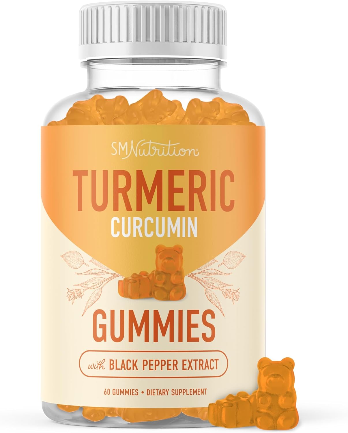 Joint Support Turmeric Gummies with Black Pepper - 60 Count Vegan Supplement for Women and Men, Non-GMO and Gluten-Free