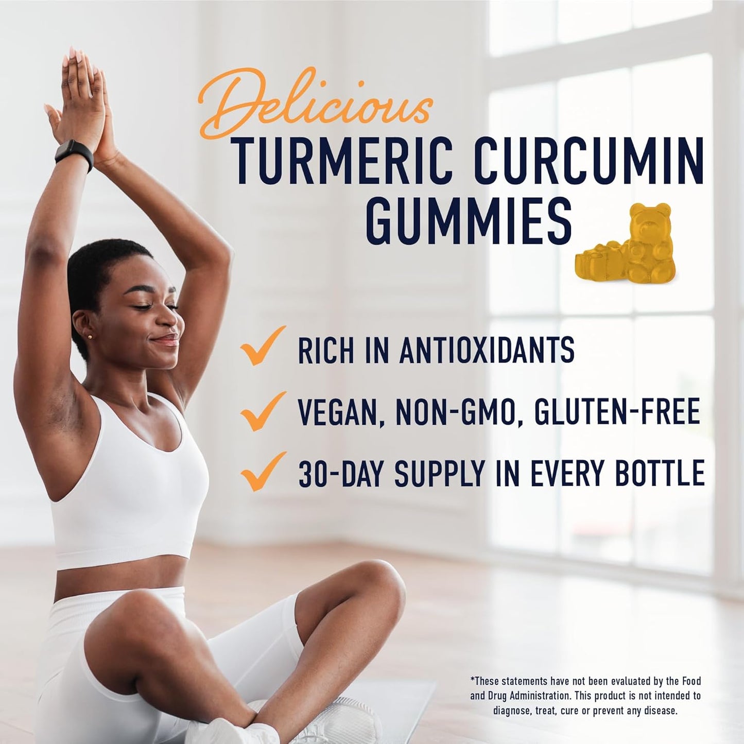 Joint Support Turmeric Gummies with Black Pepper - 60 Count Vegan Supplement for Women and Men, Non-GMO and Gluten-Free