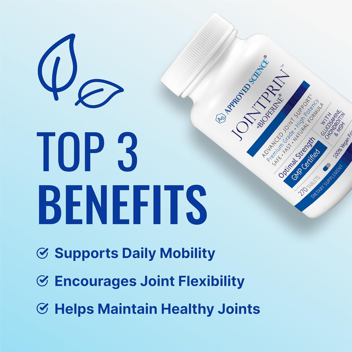 Jointprin - Advanced Joint Support Supplement with Glucosamine, MSM, Chondroitin, Turmeric, Boswellia, BioPerine - 270 Tablets - 3 Month Supply