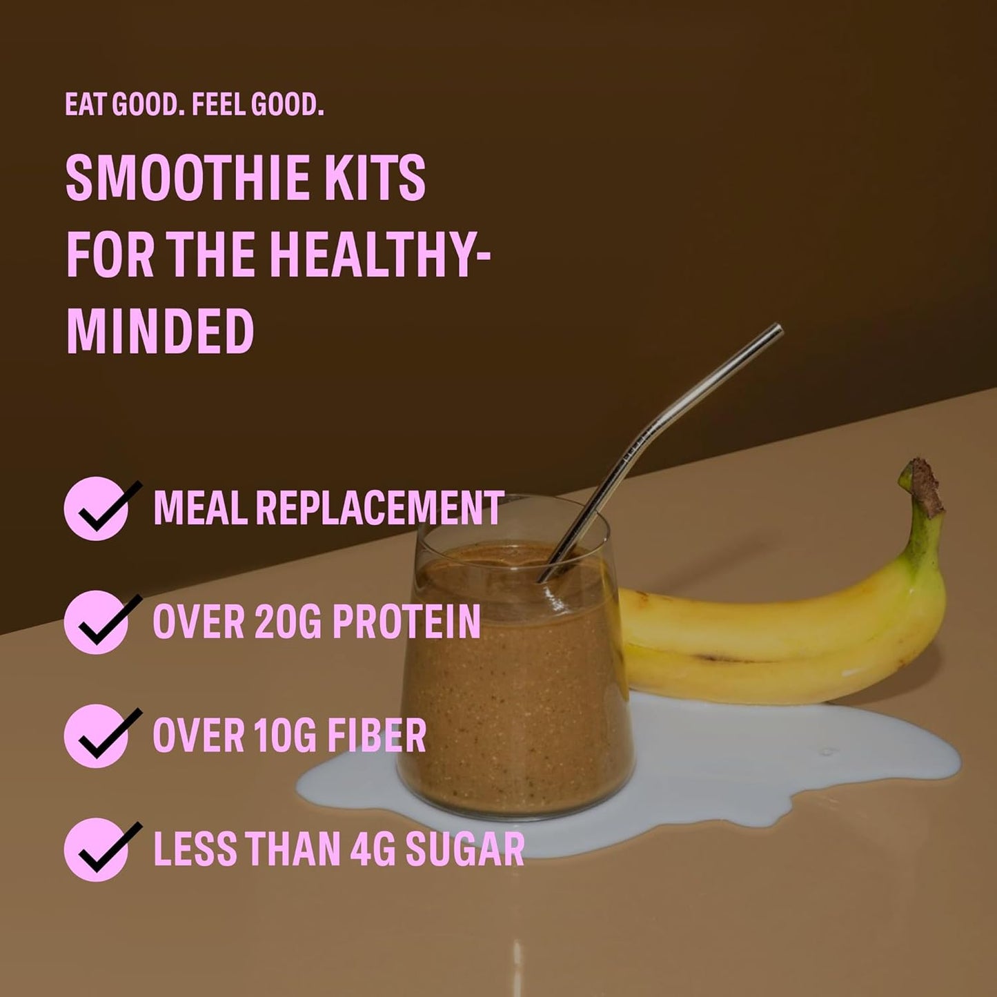 JOVA JOVA Double Chocolate Collagen & Protein Meal Replacement Shake - Pack of 6 Smoothie Kits with 25g Protein, 11g Fiber, 2g Sugar - Delicious & Creamy, Gluten-Free, Non-GMO, USA Made