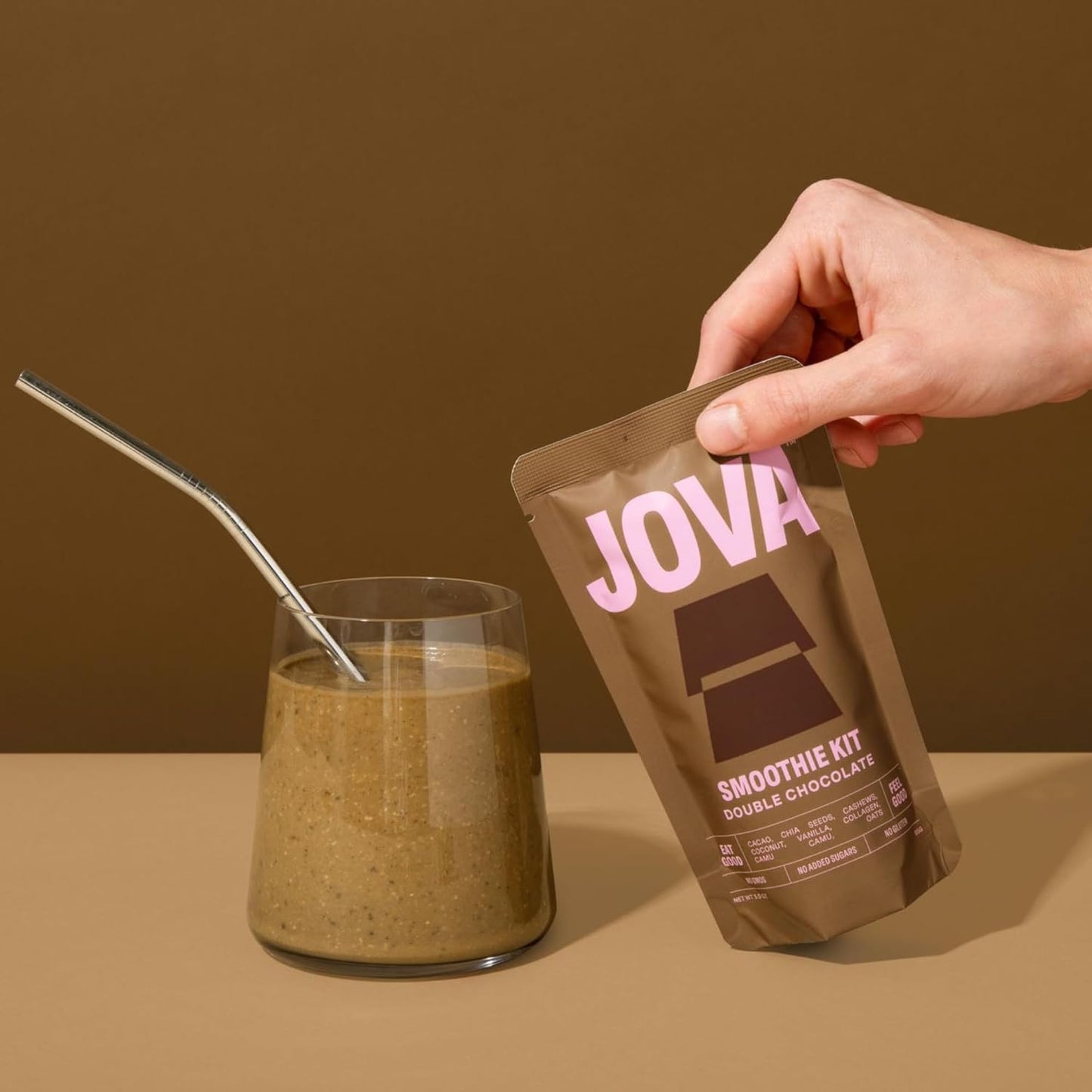 JOVA JOVA Double Chocolate Collagen & Protein Meal Replacement Shake - Pack of 6 Smoothie Kits with 25g Protein, 11g Fiber, 2g Sugar - Delicious & Creamy, Gluten-Free, Non-GMO, USA Made