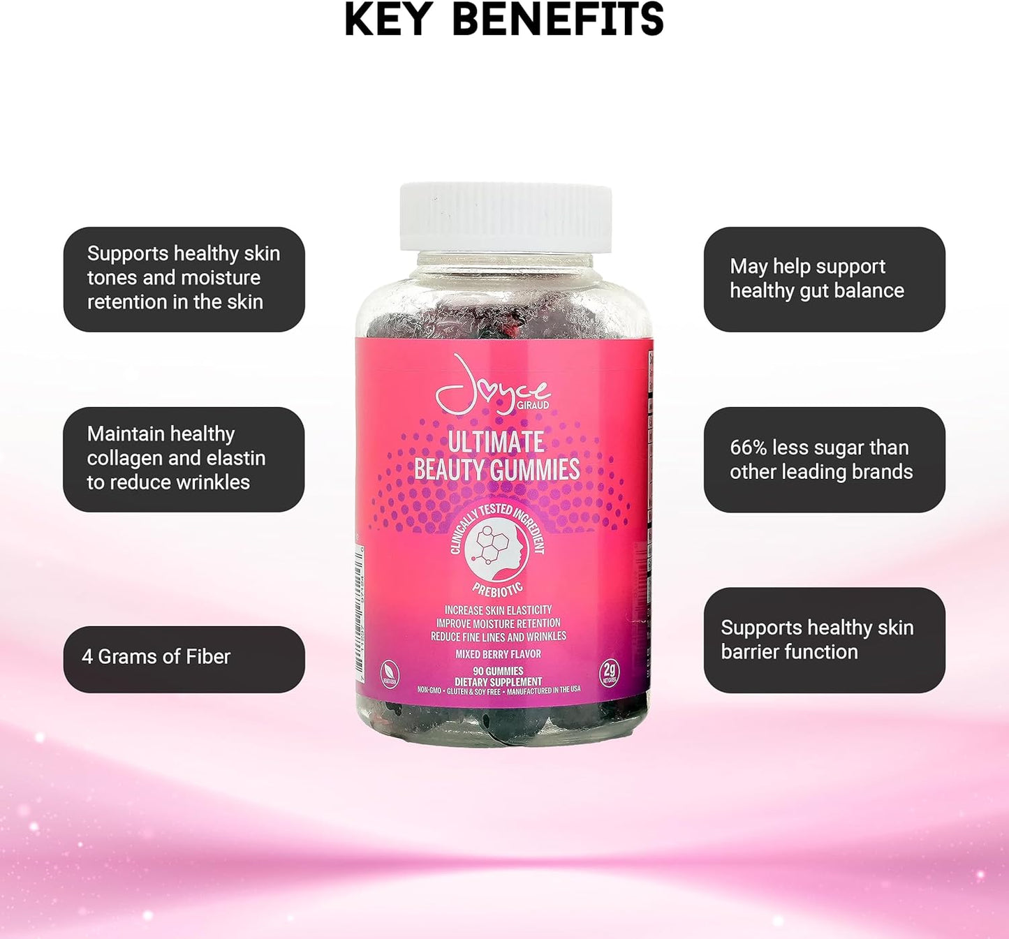 Joyce Giraud Miracle Elixir Beauty Gummies - 30-Day Supply for Hydrated Skin & Healthy Tone