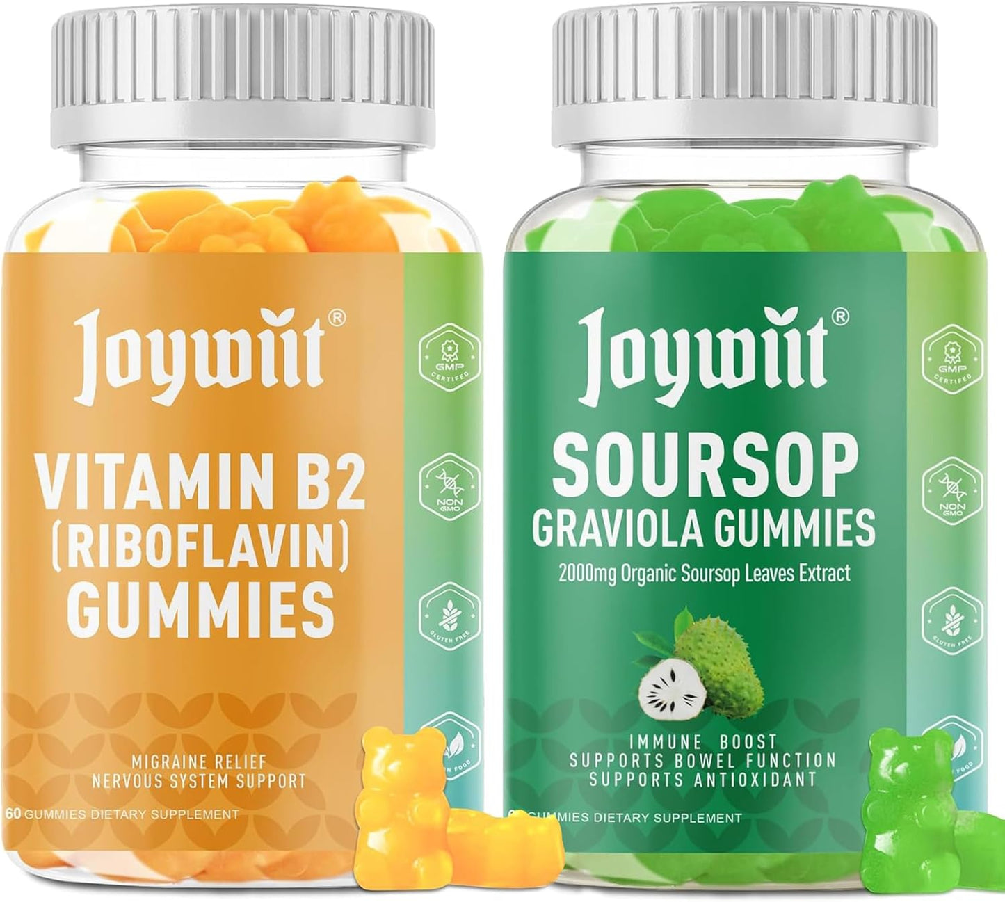 Joywiit Vitamin B2 and Soursop Graviola Gummies - Immune Support and Energy Boost Supplement