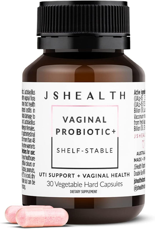 JSHealth Vaginal Probiotic Supplement - Supports Urinary and Vaginal Health - Shelf Stable Yeast Infection Relief for Women (30 Capsules)