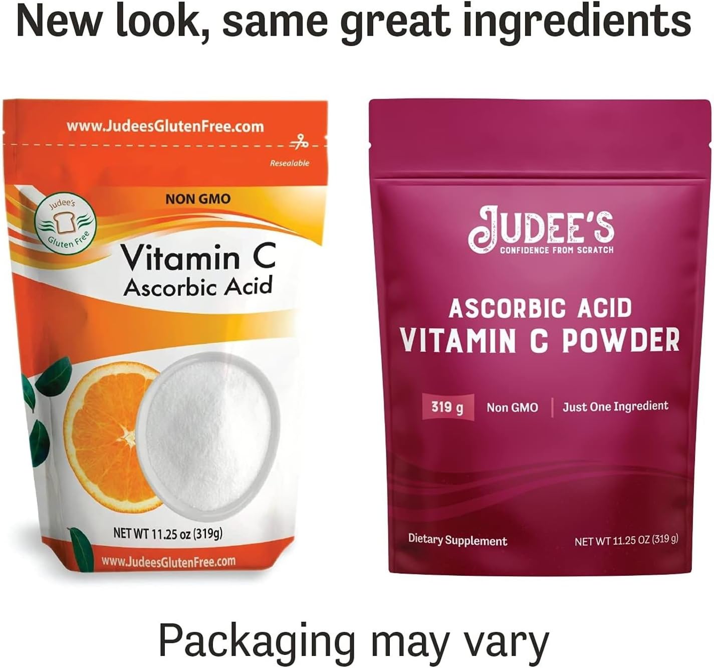 Judee's Pure Vitamin C Powder 11.25oz - Non-GMO, Gluten-Free, Nut-Free - Immune Support & Antioxidant - No Fillers - for Cosmetics & Preserving Foods