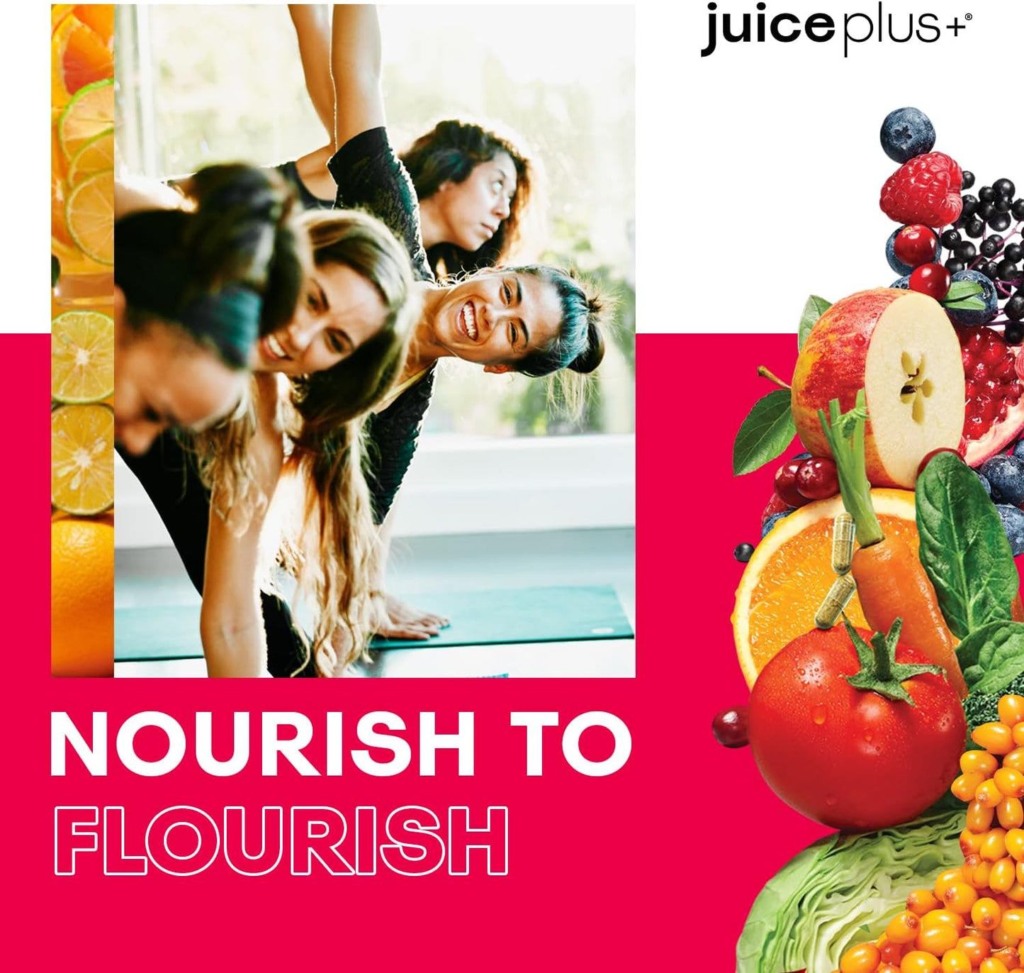 Juice Plus+ Fruit, Vegetable, Berry & Omega Blend Capsules - 4 Bottles (60 Servings) - Plant-Based Nutrition with 30 Fruits, Vegetables, Berries & Omega Fatty Acids