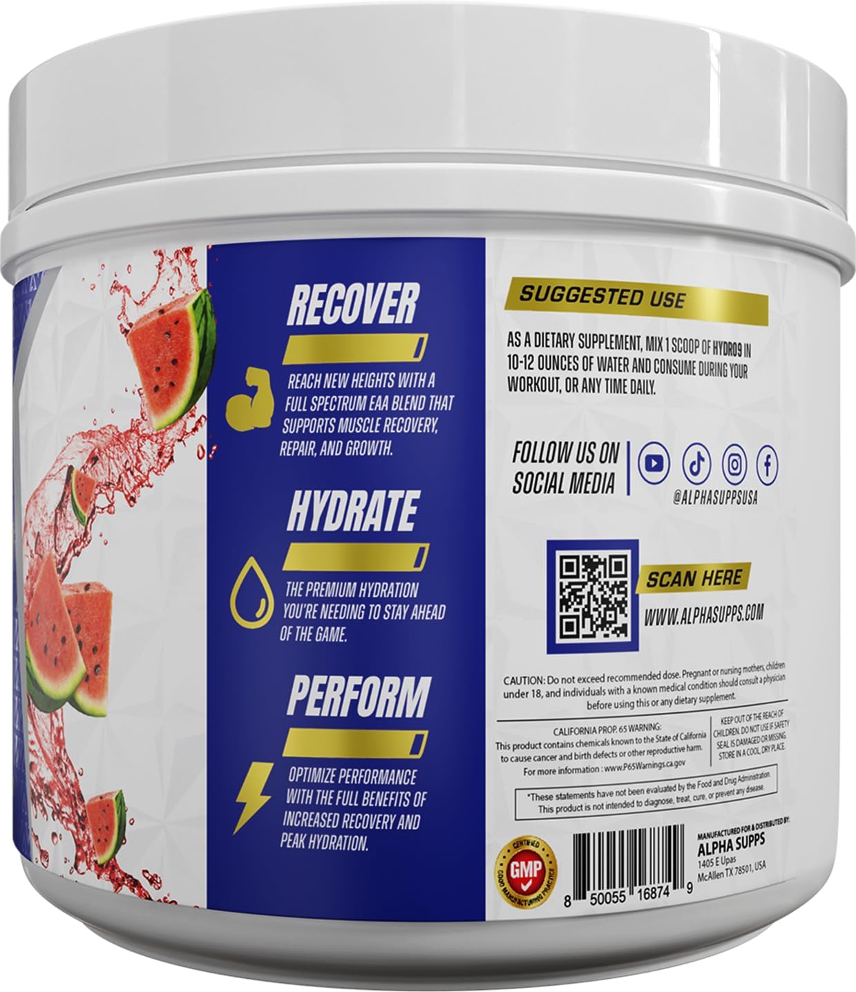 Juicy Watermelon EAA + Hydration Formula Powder with BCAAs & Electrolytes - 30 Servings