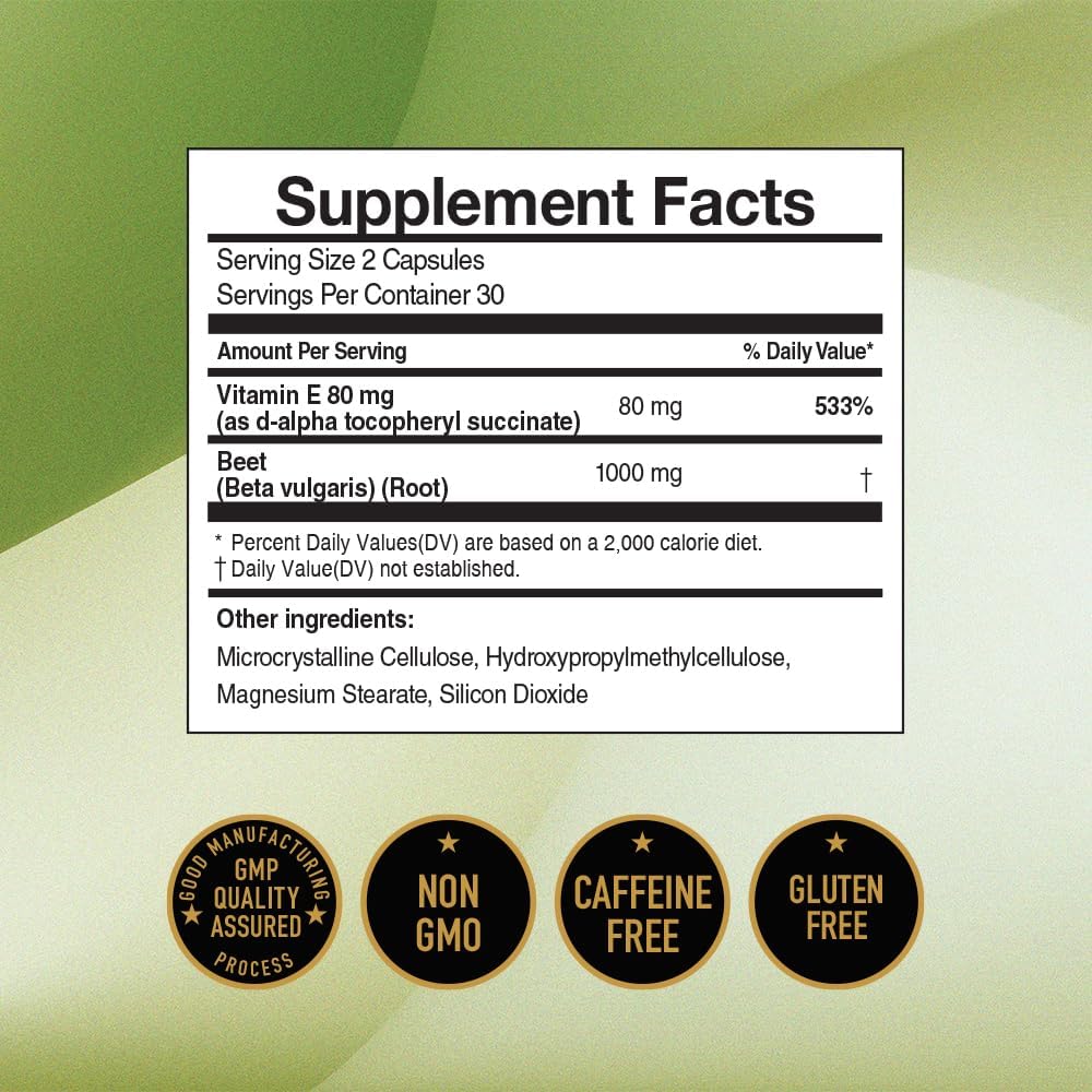 JUNG KWAN JANG Beet Root Capsules with Vitamin E - 60 Count