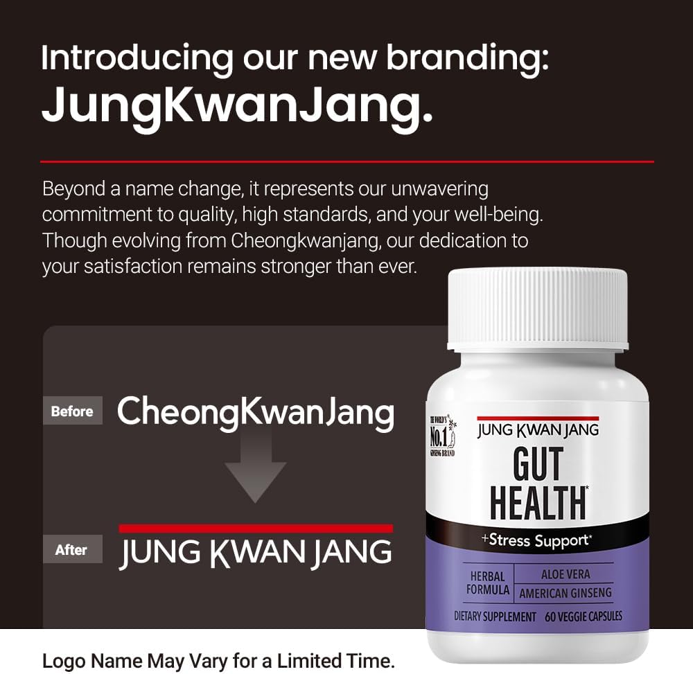 JungKwanJang Gut Health Support Capsules with Aloe Vera & American Ginseng - 833mg - Digestion & Immunity - 60 Capsules