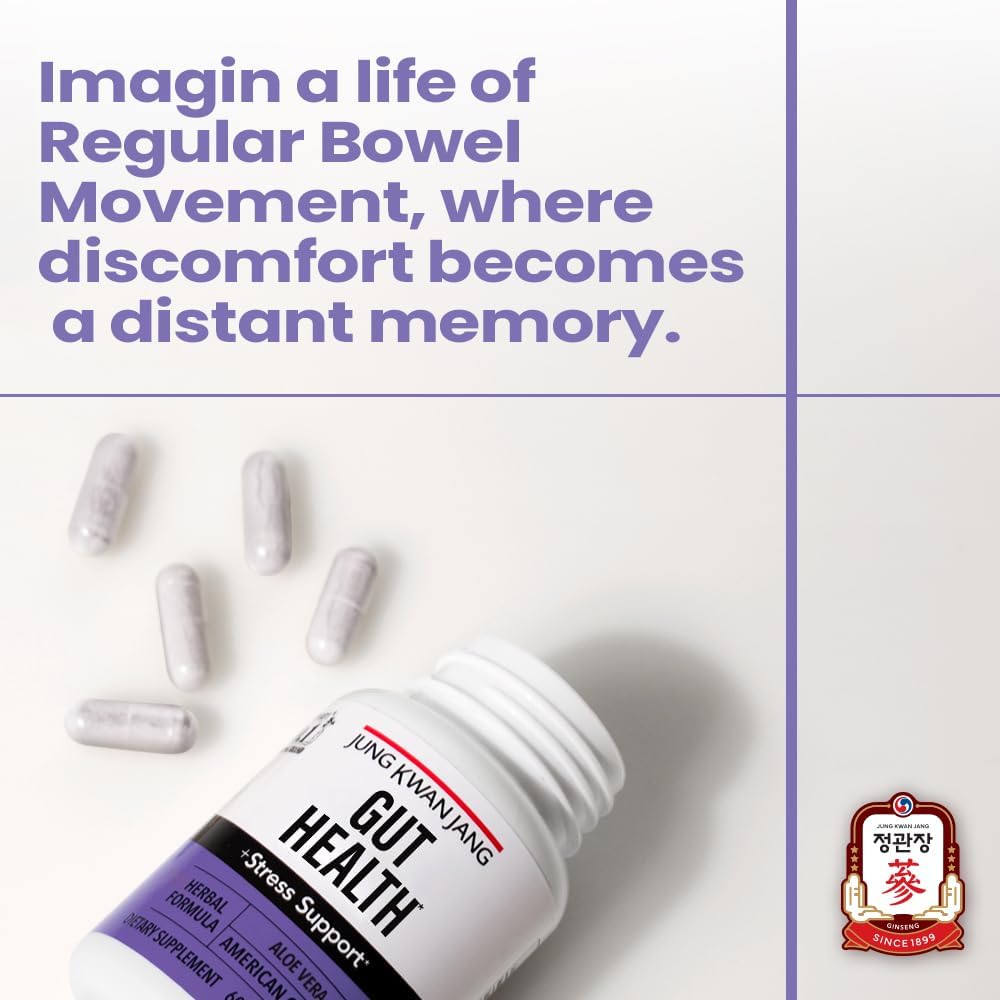 JungKwanJang Gut Health Support Capsules with Aloe Vera & American Ginseng - 833mg - Digestion & Immunity - 60 Capsules