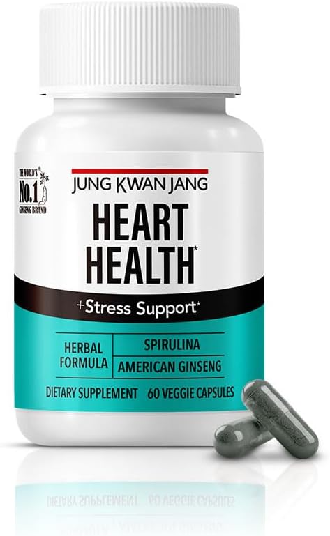 JungKwanJang Heart Health Supplement with Spirulina and American Ginseng - Immune System and Energy Support, 60 Capsules