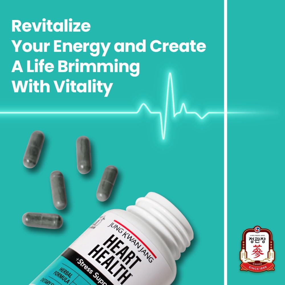 JungKwanJang Heart Health Supplement with Spirulina and American Ginseng - Immune System and Energy Support, 60 Capsules