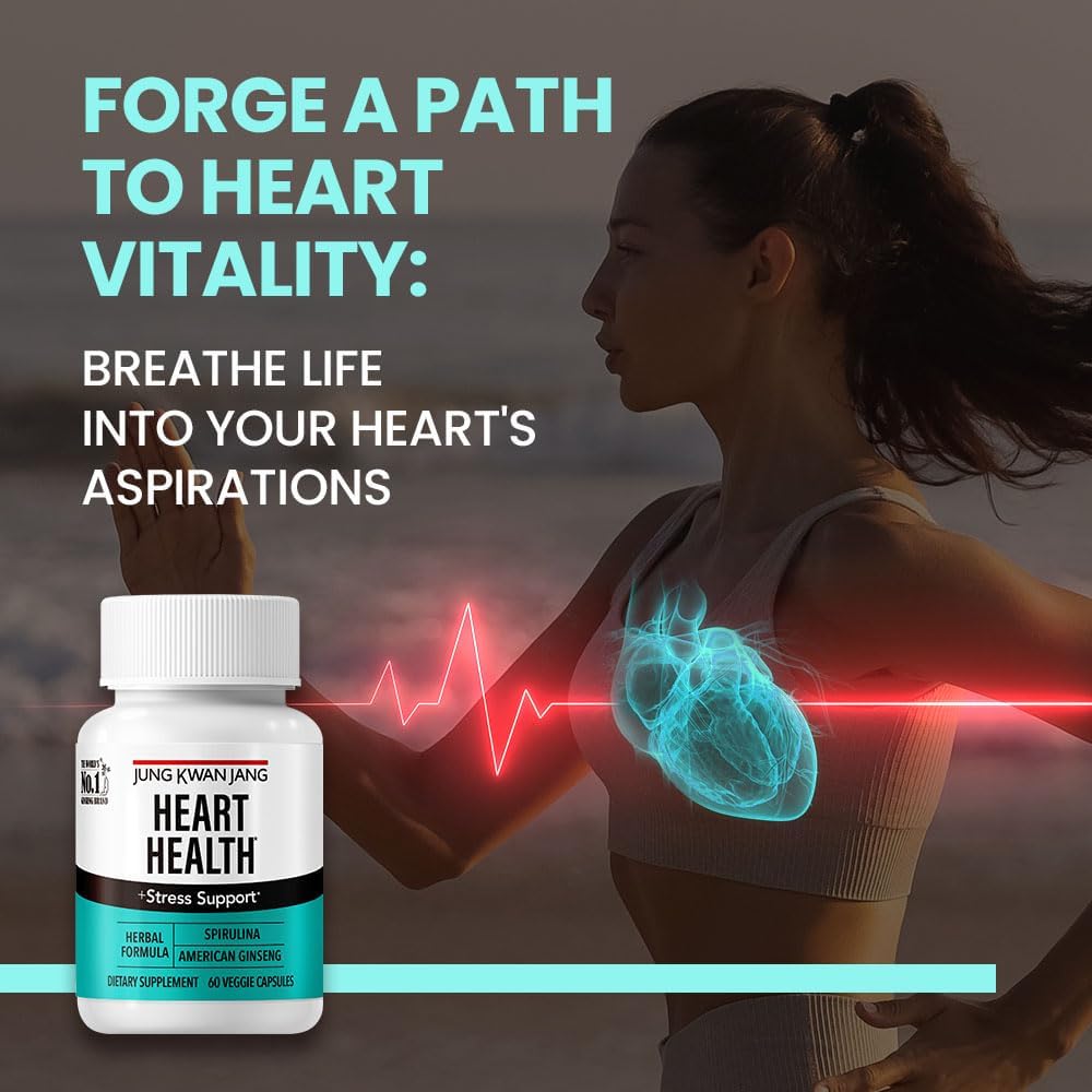 JungKwanJang Heart Health Supplement with Spirulina and American Ginseng - Immune System and Energy Support, 60 Capsules