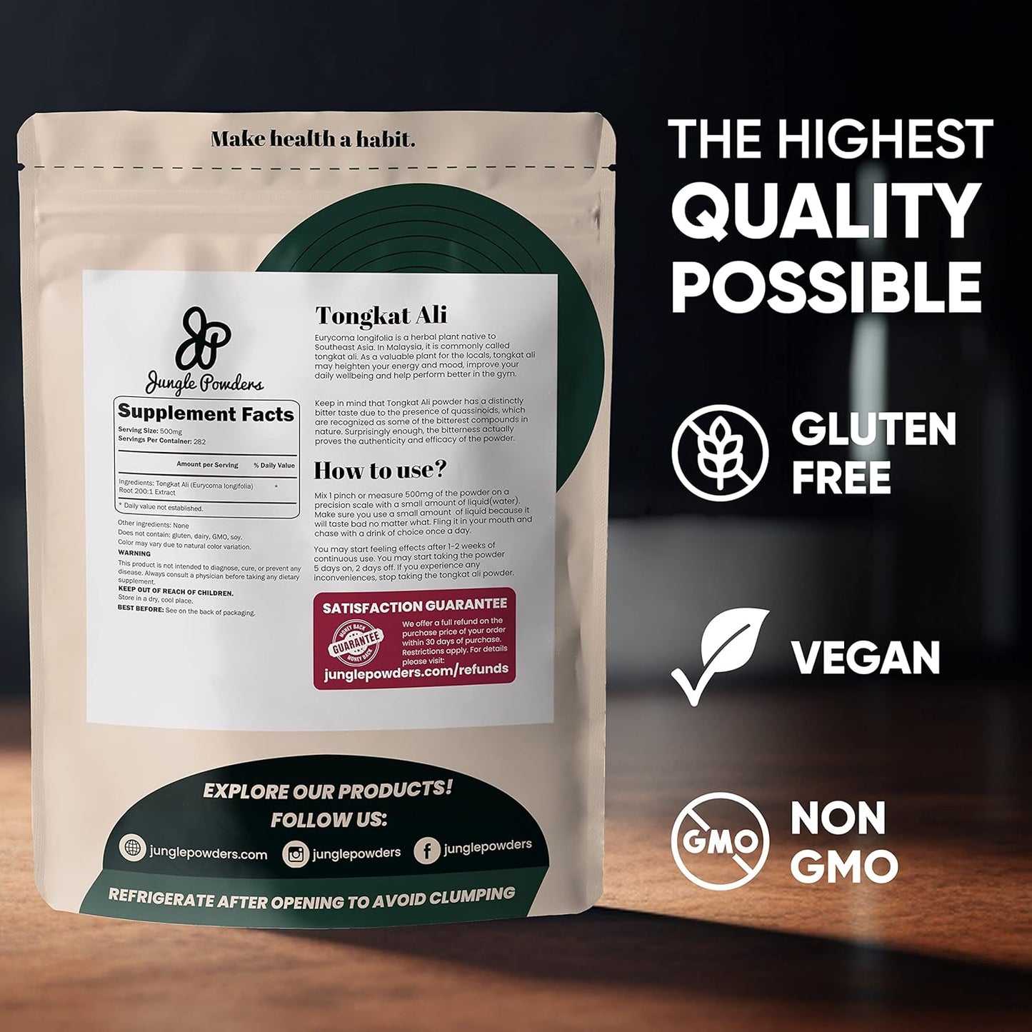 Jungle Powders Tongkat Ali & Black Ant Supplement for Men - 282 Servings Longjack & Black Ant Powder Extract - Traditional Men's Health Support for Drive - Filler Free 5oz