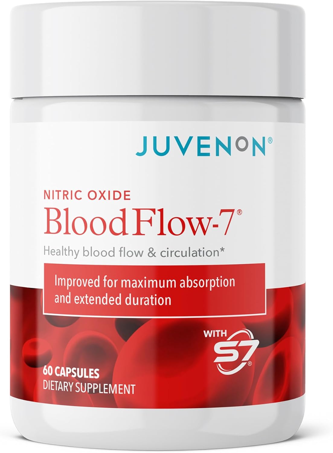 Juvenon BloodFlow-7: Nitric Oxide Supplement with Nitrosigine for Enhanced Circulation and Cardiovascular Health