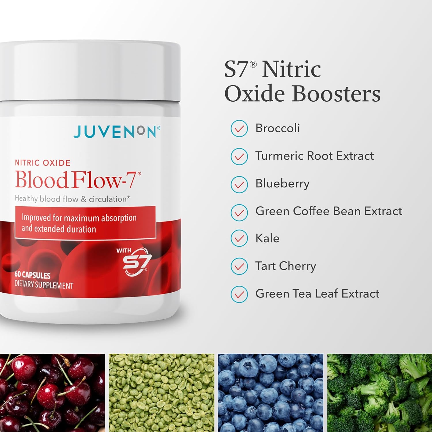 Juvenon BloodFlow-7: Nitric Oxide Supplement with Nitrosigine for Enhanced Circulation and Cardiovascular Health