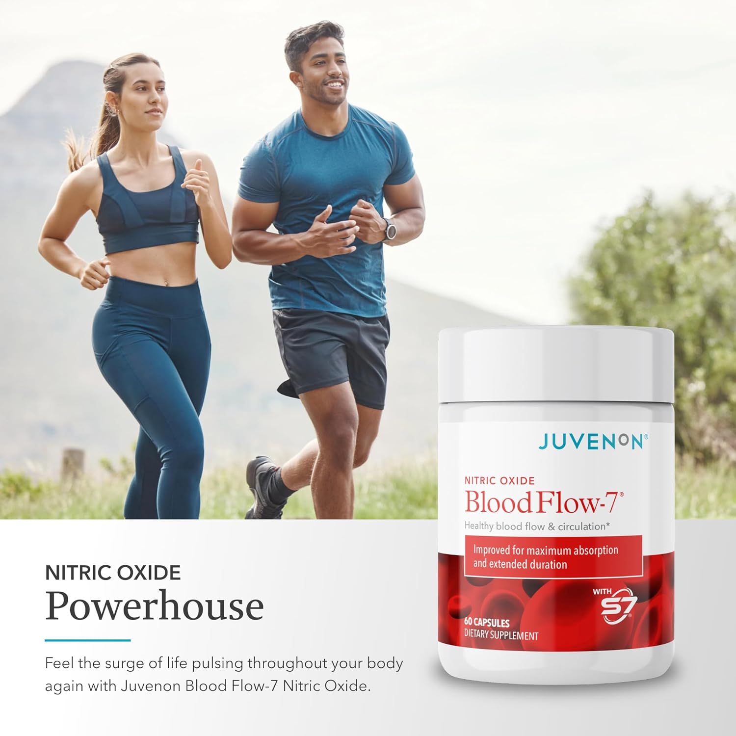 Juvenon BloodFlow-7: Nitric Oxide Supplement with Nitrosigine for Enhanced Circulation and Cardiovascular Health