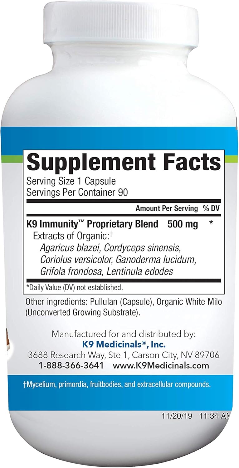 K9 Medicinals K9 Immunity Capsules - 90 Count, White - Boost Your Dog's Health with K9Medicinals