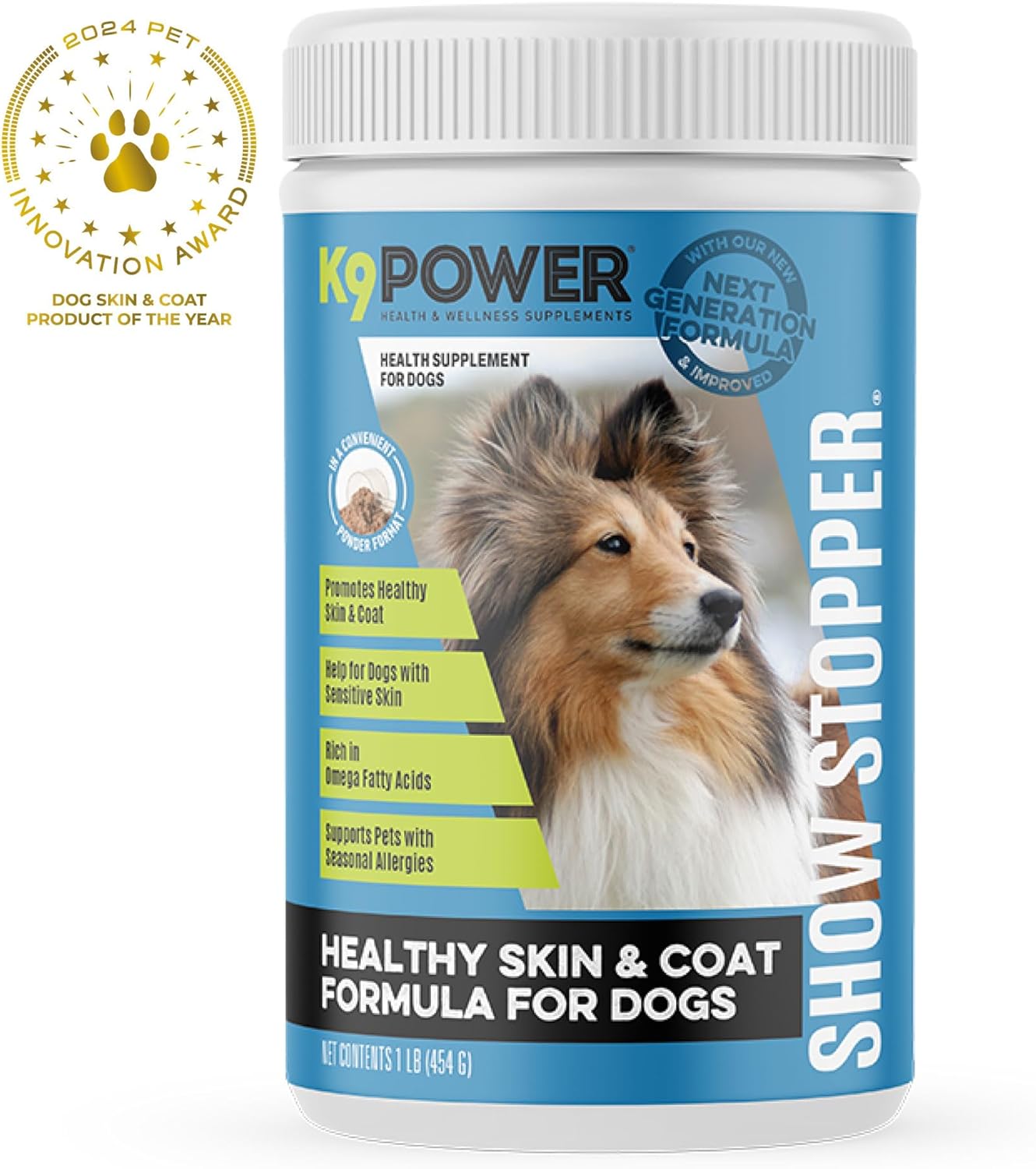 K9 Power Show Stopper 1lb: Enhances Coat Shine & Skin Health, Boosts Immunity & Digestive Health