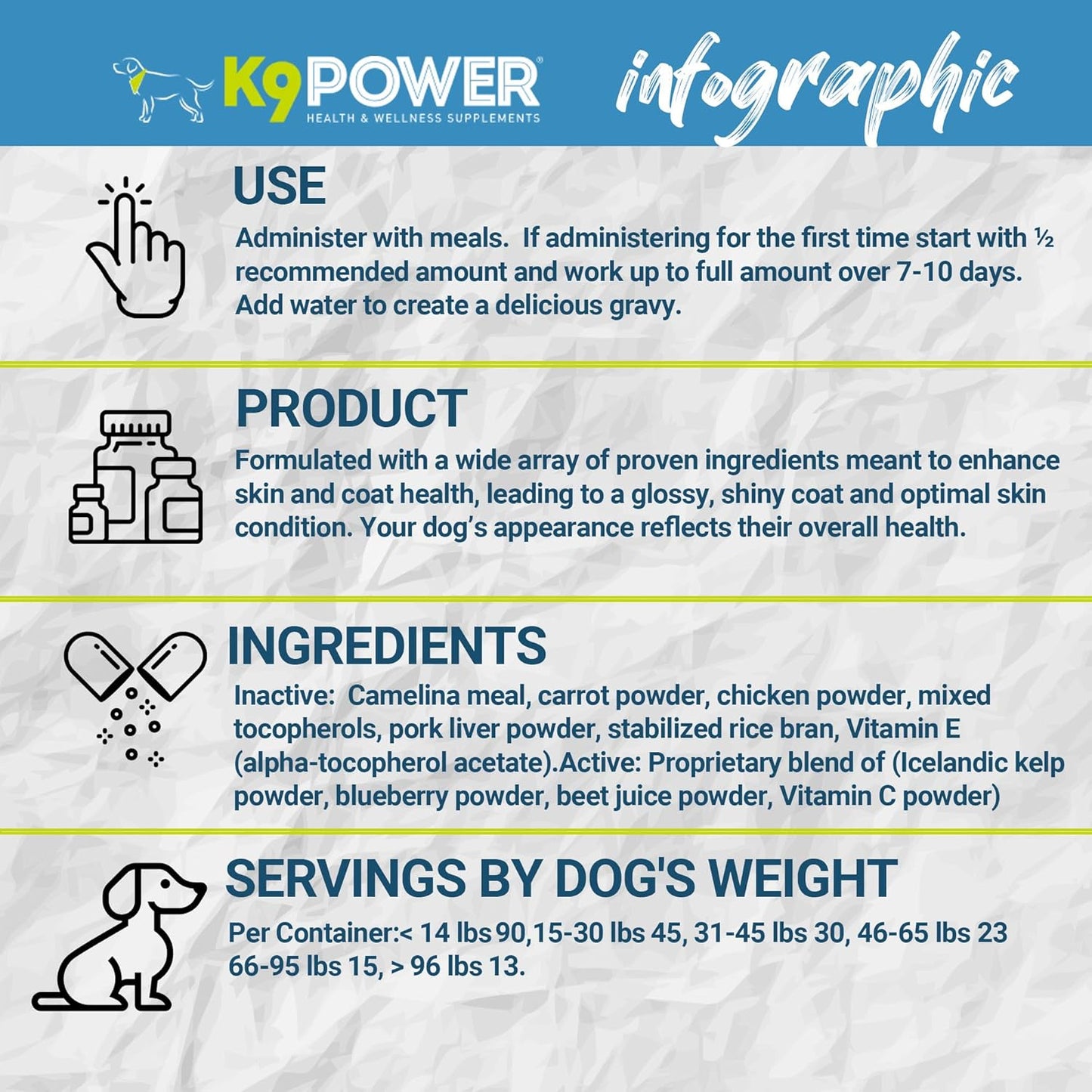 K9 Power Show Stopper 1lb: Enhances Coat Shine & Skin Health, Boosts Immunity & Digestive Health