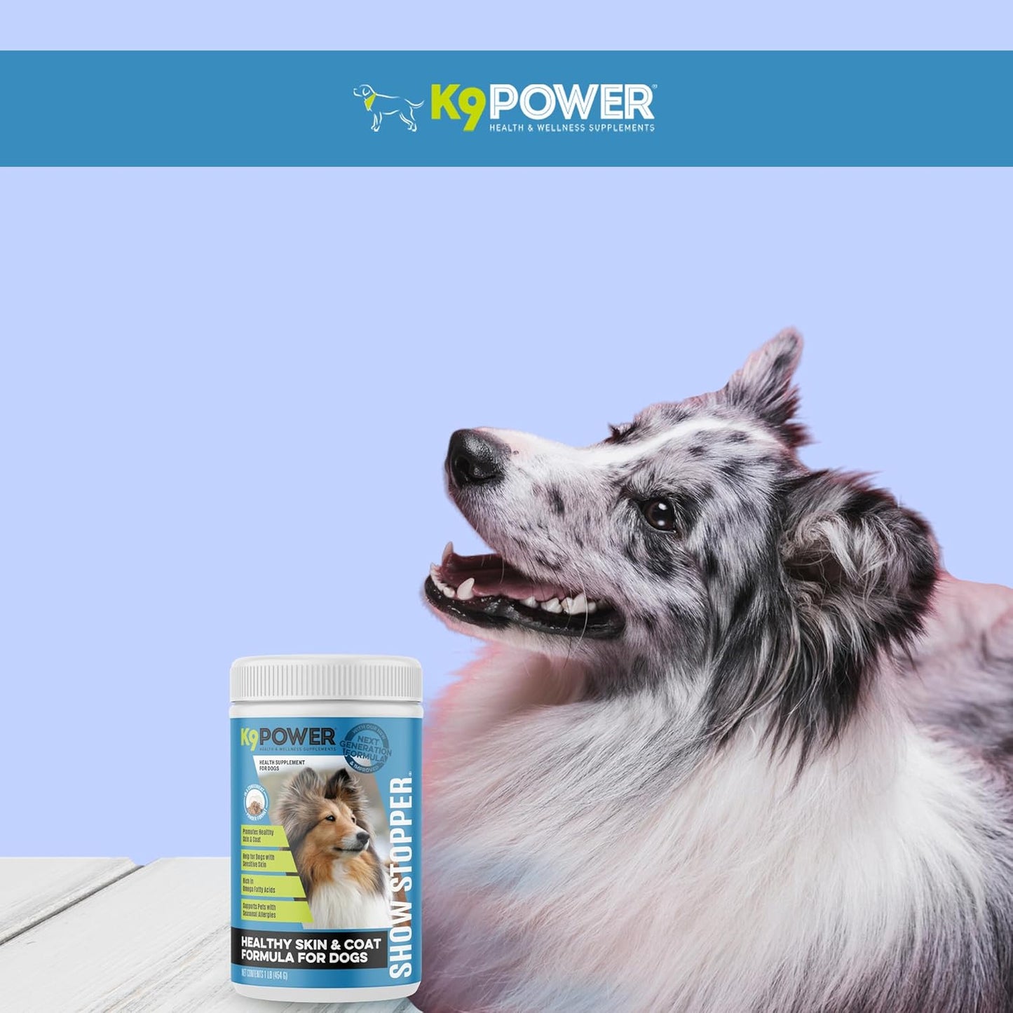 K9 Power Show Stopper 1lb: Enhances Coat Shine & Skin Health, Boosts Immunity & Digestive Health