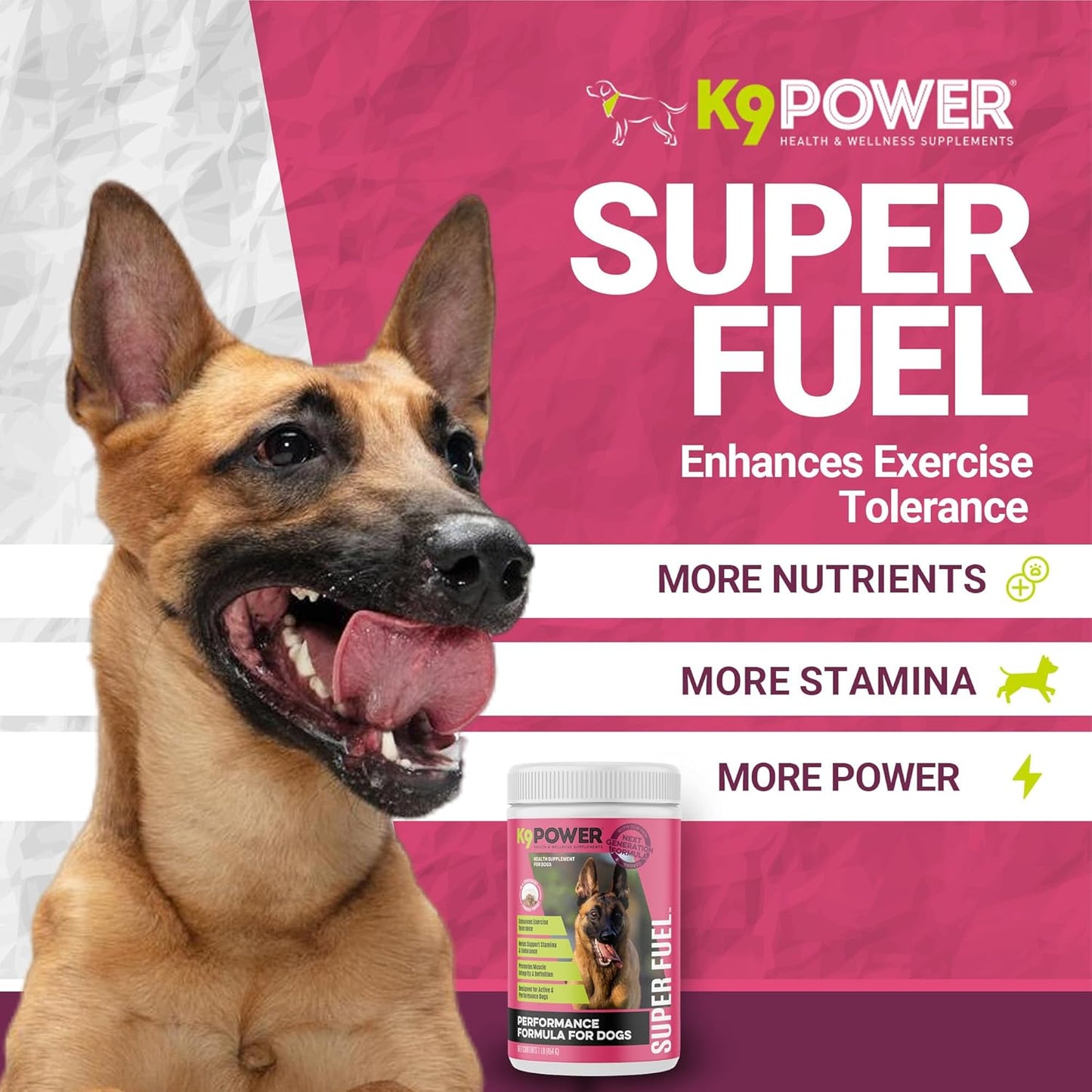 K9 Power Super Fuel Supplement 1lb - Enhances Energy, Muscle Growth, and Joint Health for Dogs