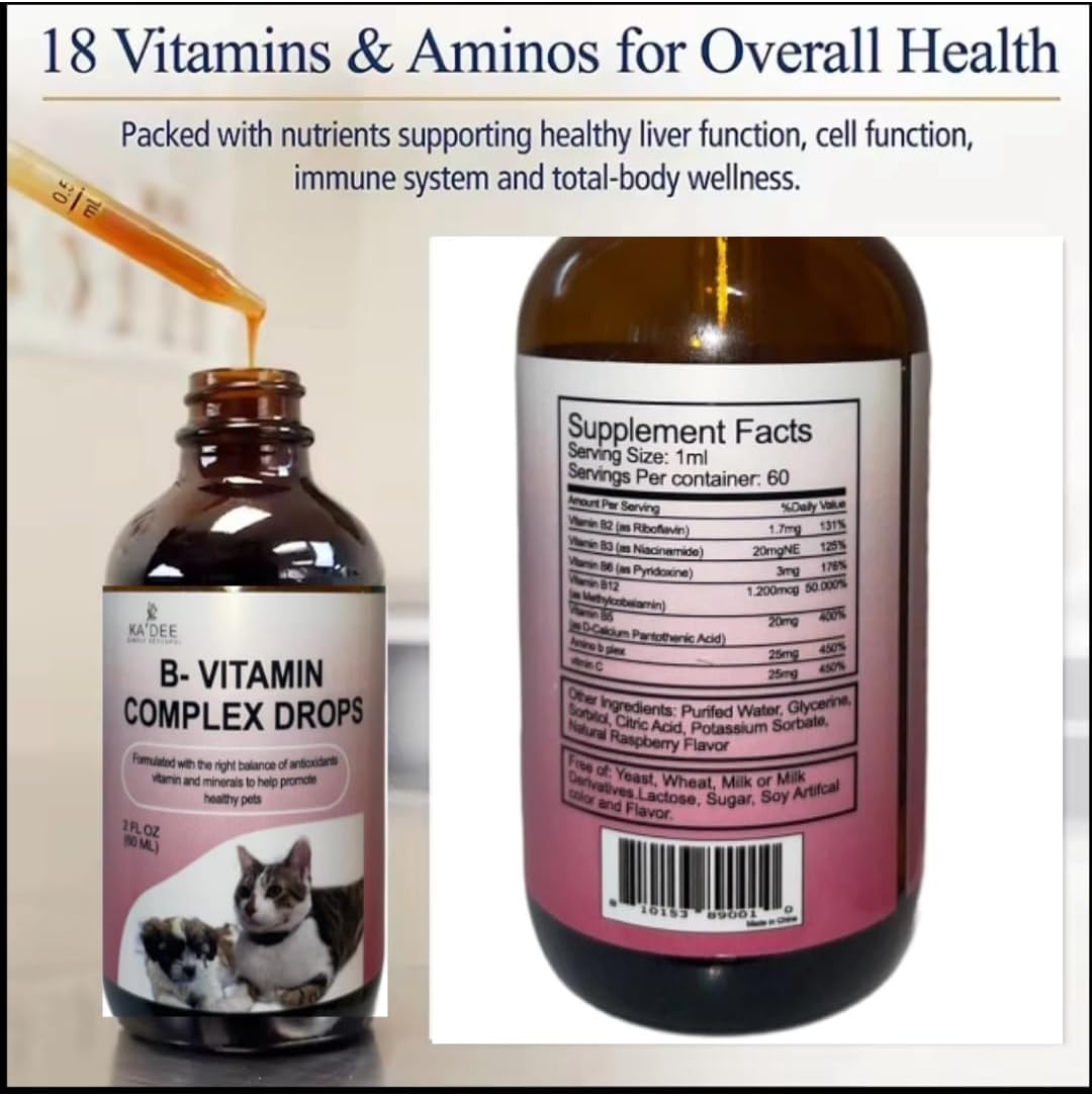 Ka'Dee Liquid Vitamin B-12 Drops for Dogs and Cats - Vet Formulated for Energy, Appetite, Mood, and Overall Health