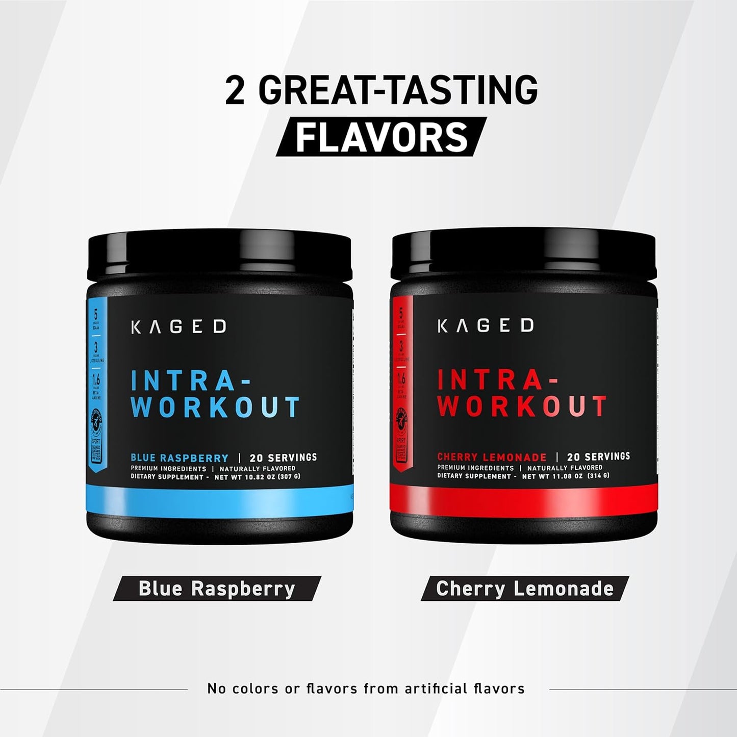 Kaged Intra-Workout Powder with BCAAs, L-Citrulline, Beta-Alanine, and Organic PurCaf® Caffeine for Endurance - Blue Raspberry Flavor