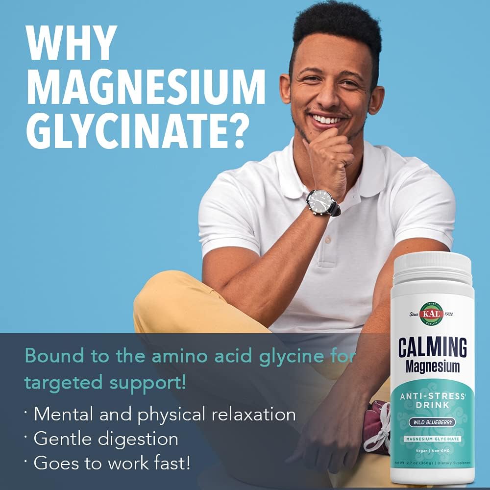 KAL Calming Magnesium Drink with 325mg Mag Glycinate for Relaxation Support - 12.7oz, 80 Servings