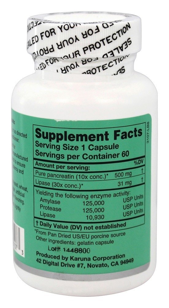 Karuna PancreMax 60 Capsules - Digestive Enzyme Support Supplement
