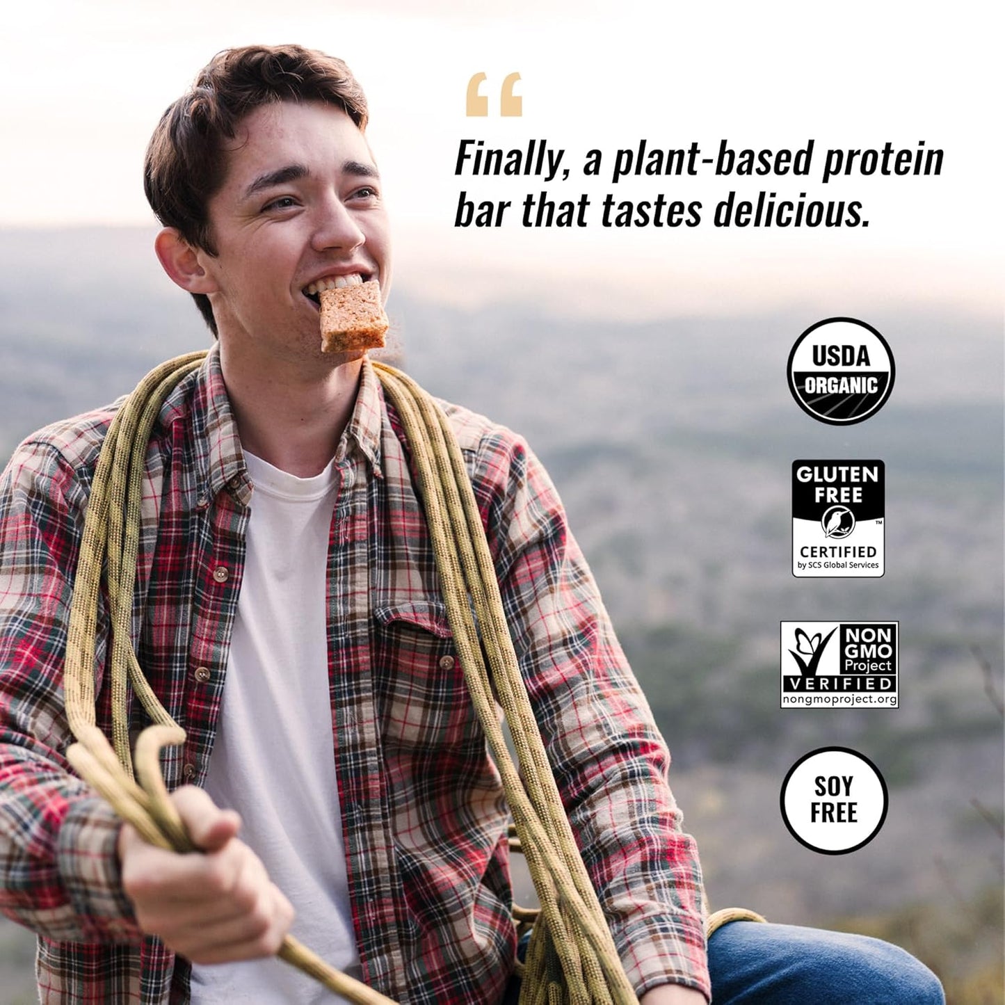 Kate’s Real Food Organic Protein Bars - Snickerdoodle Flavor, 2.2 oz, Pack of 12 - Plant Based, Gluten Free, Soy Free, Non GMO, Whole Grains, All Natural