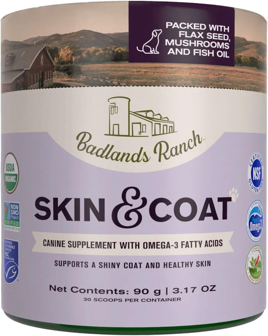 Katherine Heigl Badlands Ranch Canine Supplement with Omega-3 Fatty Acids and Organic Ingredients for Healthy Skin and Coat - 30 Scoops