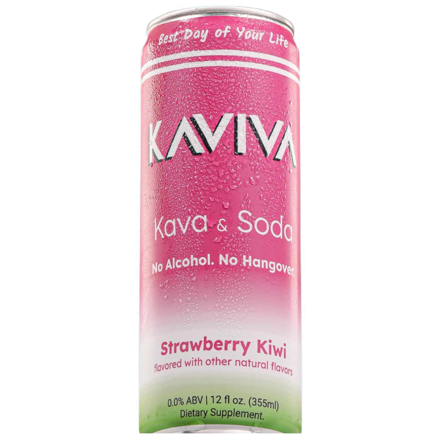 Kaviva Strawberry Kiwi Kava & Soda Seltzer 8-Pack - Low Calorie, Gluten Free, Vegan Drink for Social Buzz