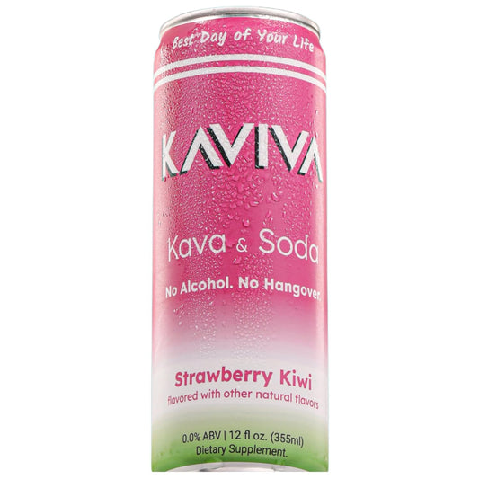 Kaviva Strawberry Kiwi Kava & Soda Seltzer 8-Pack - Low Calorie, Gluten Free, Vegan Drink for Social Buzz