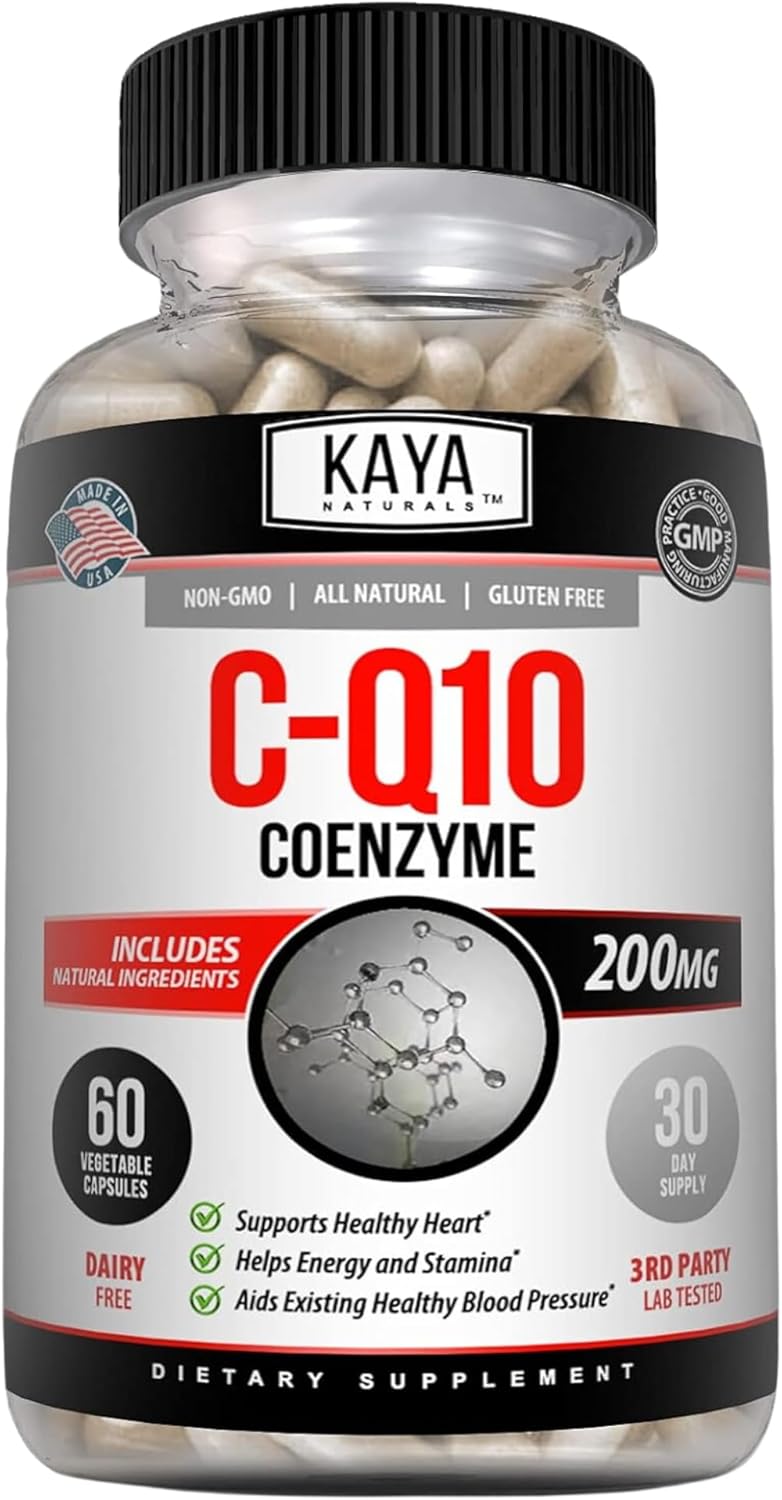Kaya Naturals CoQ10 Antioxidant Supplement - Supports Heart Health, Blood Pressure, and Immune Function - 60 Veggie Capsules for Daily Energy Production
