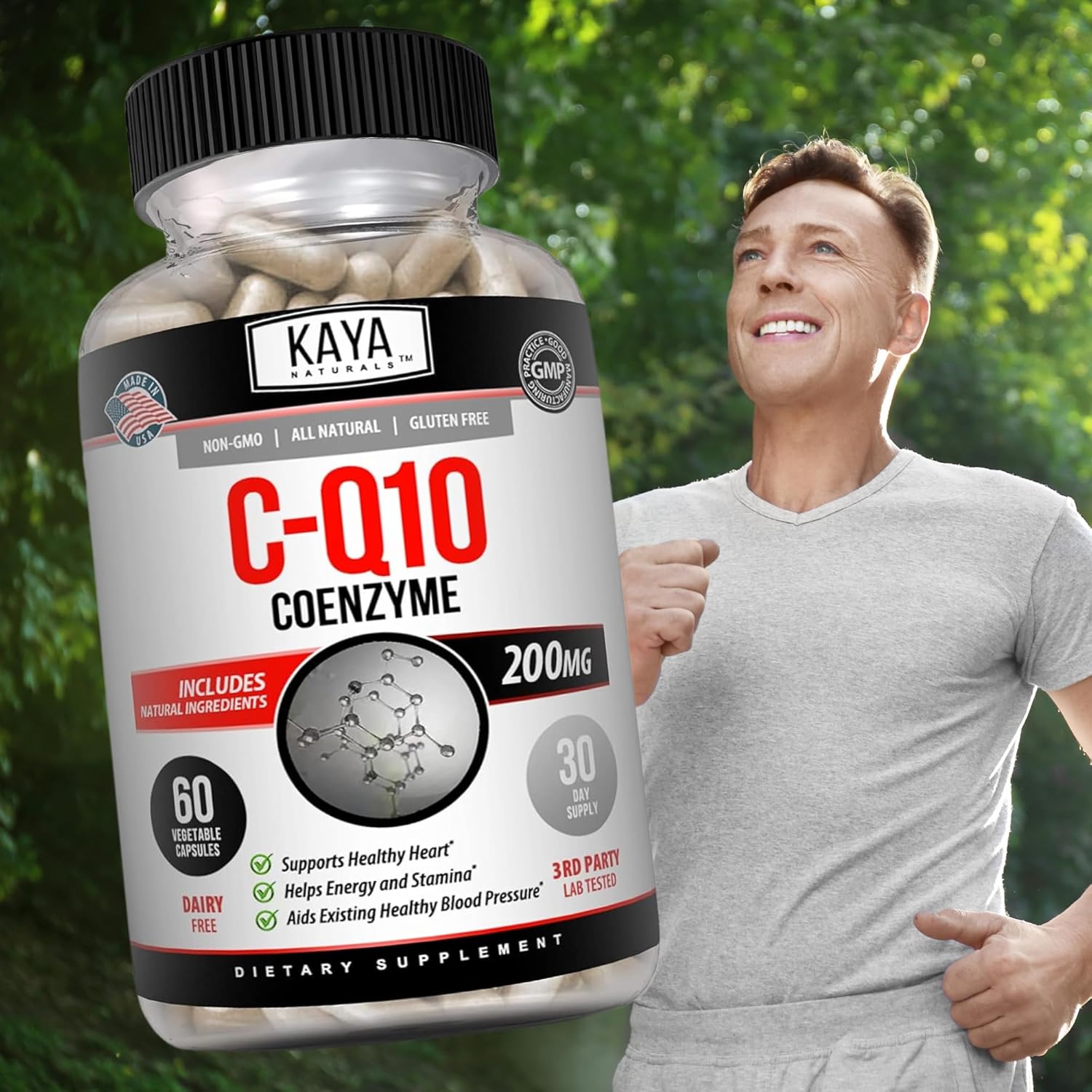 Kaya Naturals CoQ10 Antioxidant Supplement - Supports Heart Health, Blood Pressure, and Immune Function - 60 Veggie Capsules for Daily Energy Production