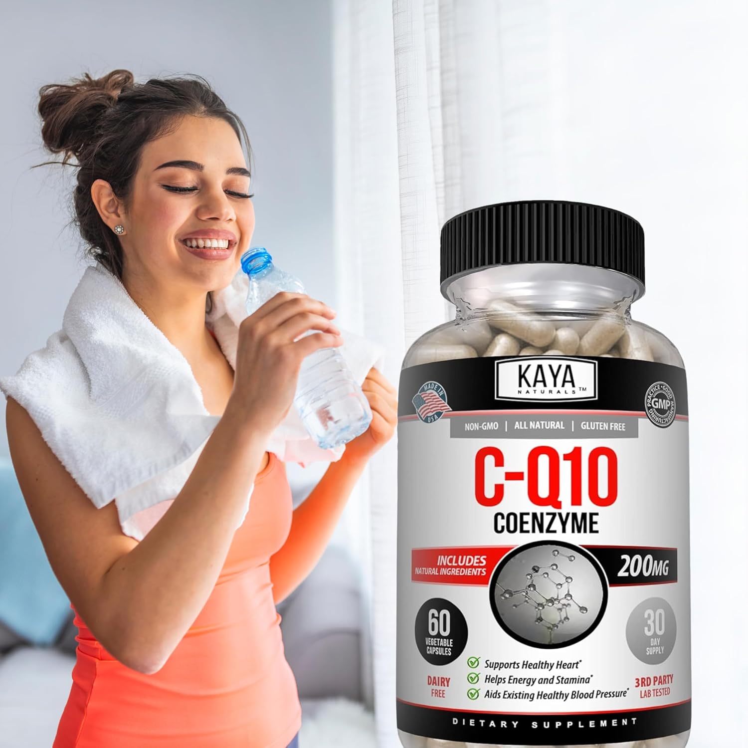Kaya Naturals CoQ10 Antioxidant Supplement - Supports Heart Health, Blood Pressure, and Immune Function - 60 Veggie Capsules for Daily Energy Production