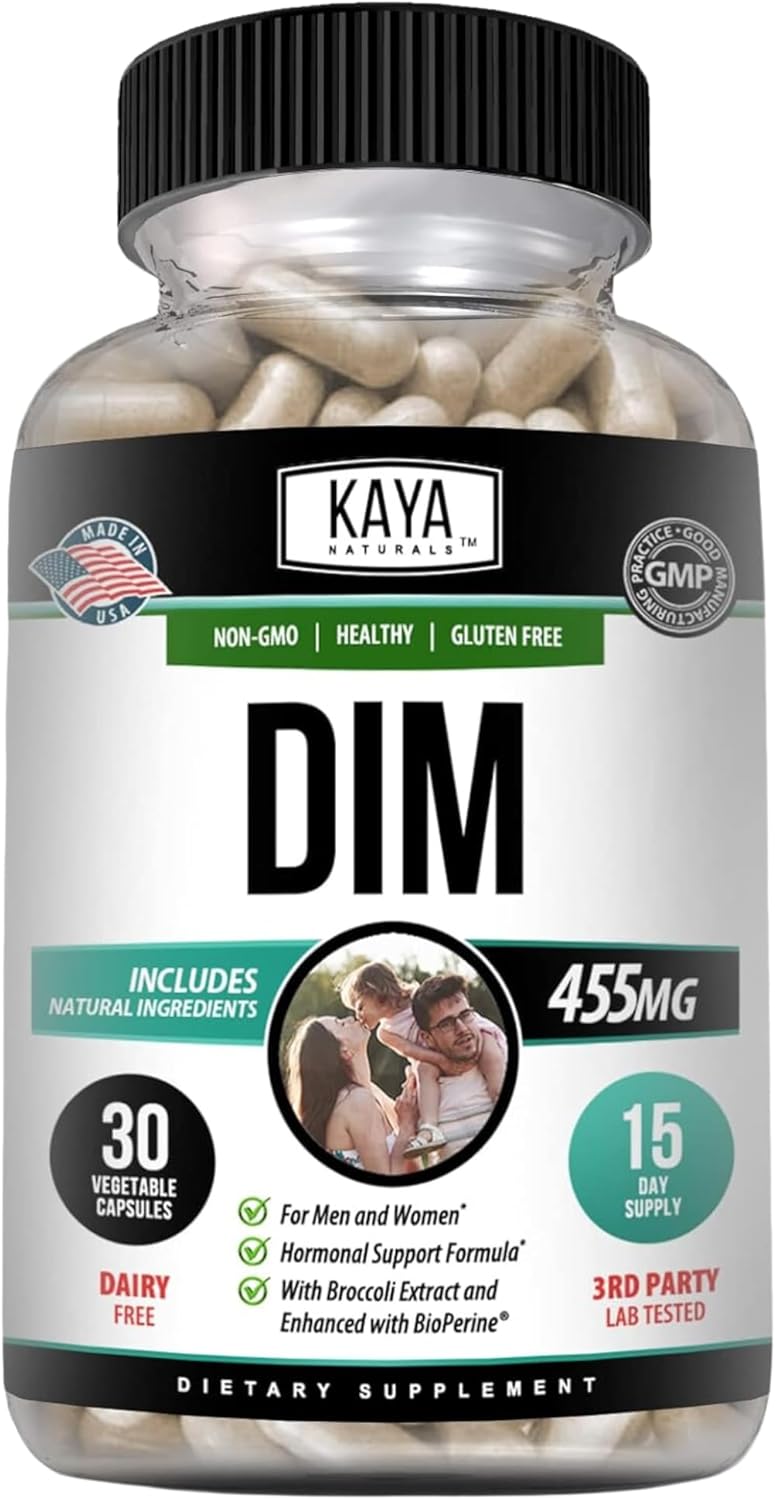 Kaya Naturals DIM Ultra Capsules - Hormonal Support Supplement for Women and Men - Contains Broccoli Extract & BioPerine - Supports Acne, Menopause, Prostate Health